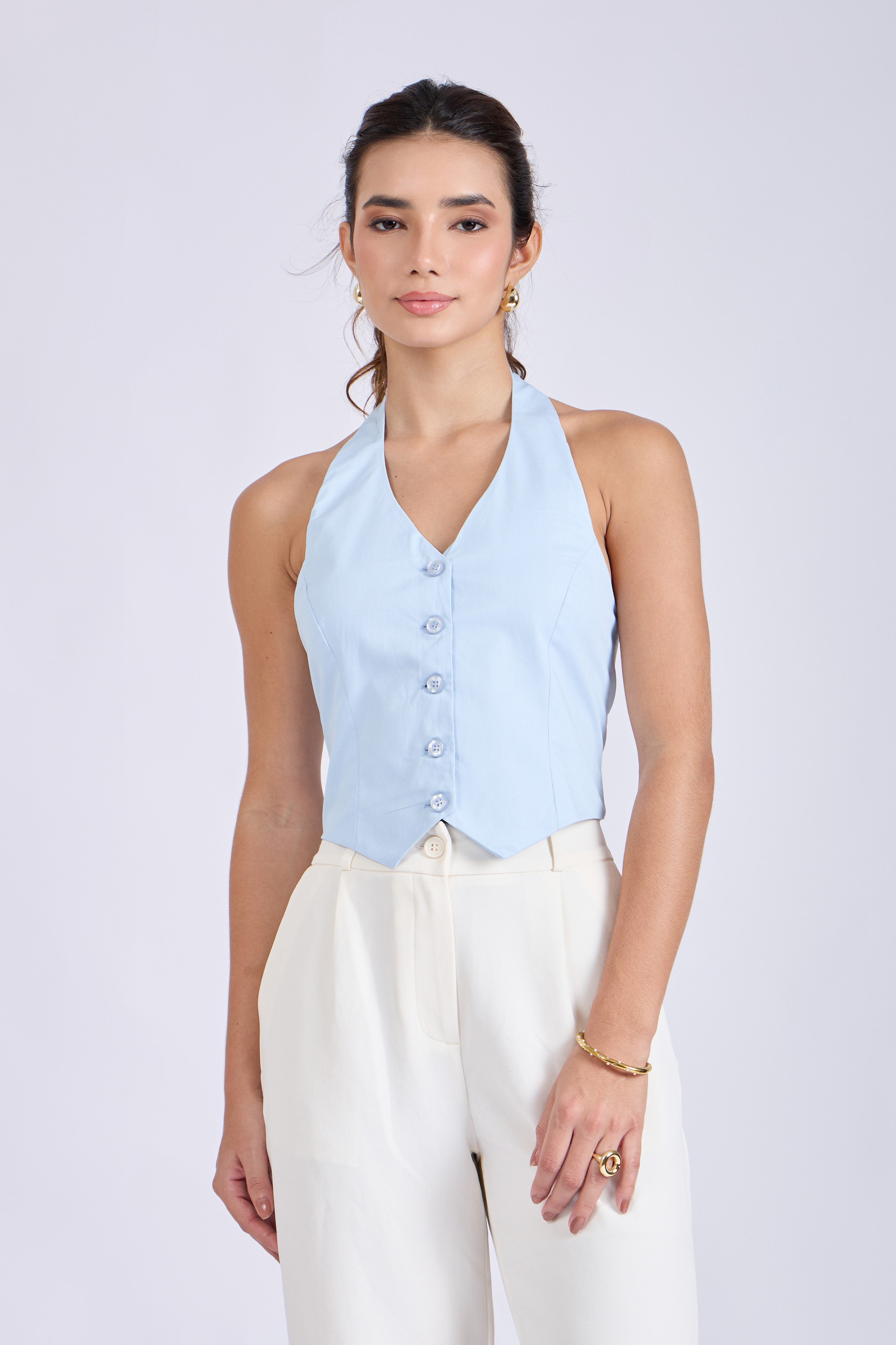 Sky Halterneck Waistcoat – ELAN