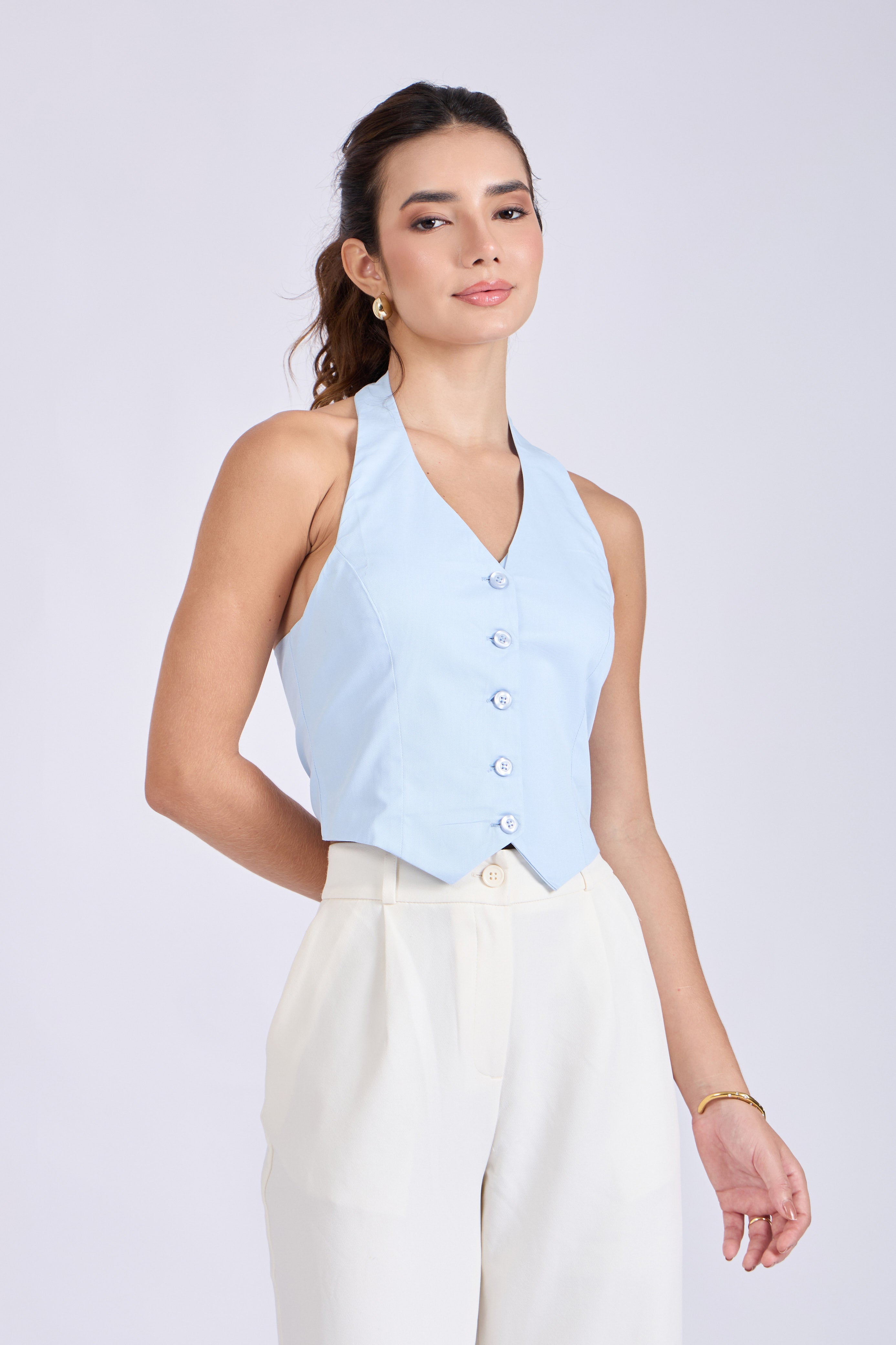 Sky Halterneck Waistcoat – ELAN