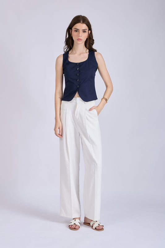 Navy Square Neck Waistcoat – ASTER