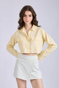 Butter Yellow Crop Shirt with Front Pockets – CITRUS