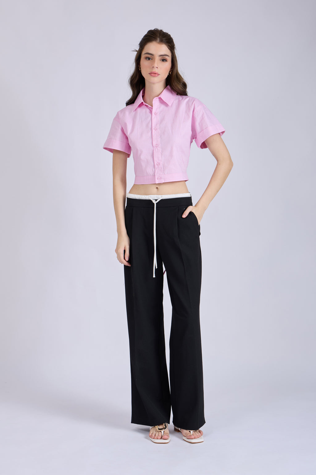 Flamingo Crop Shirt with Tie-Up Detail – SLIDE