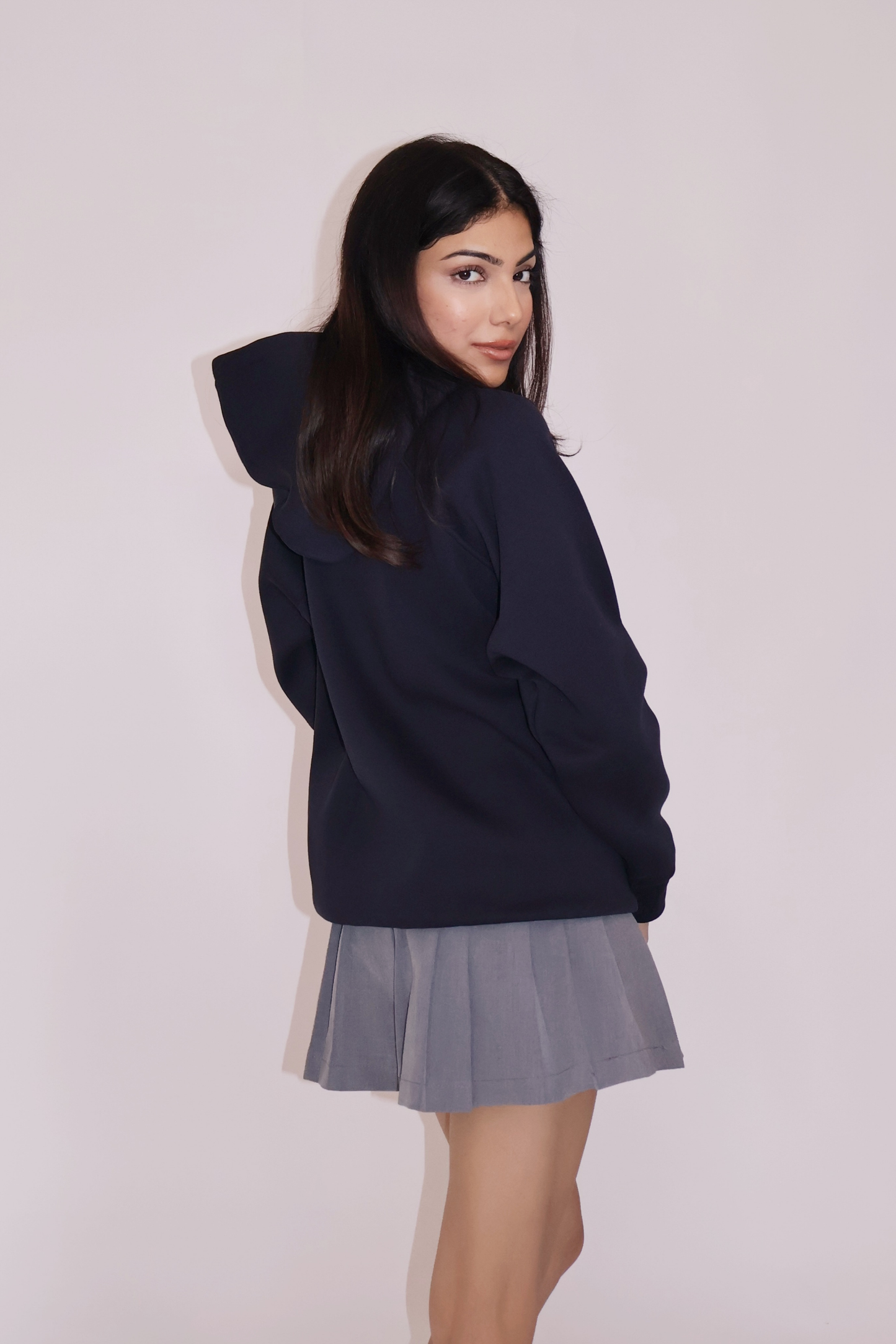 OVERSIZED HOODED ZIPPER (NAVY)