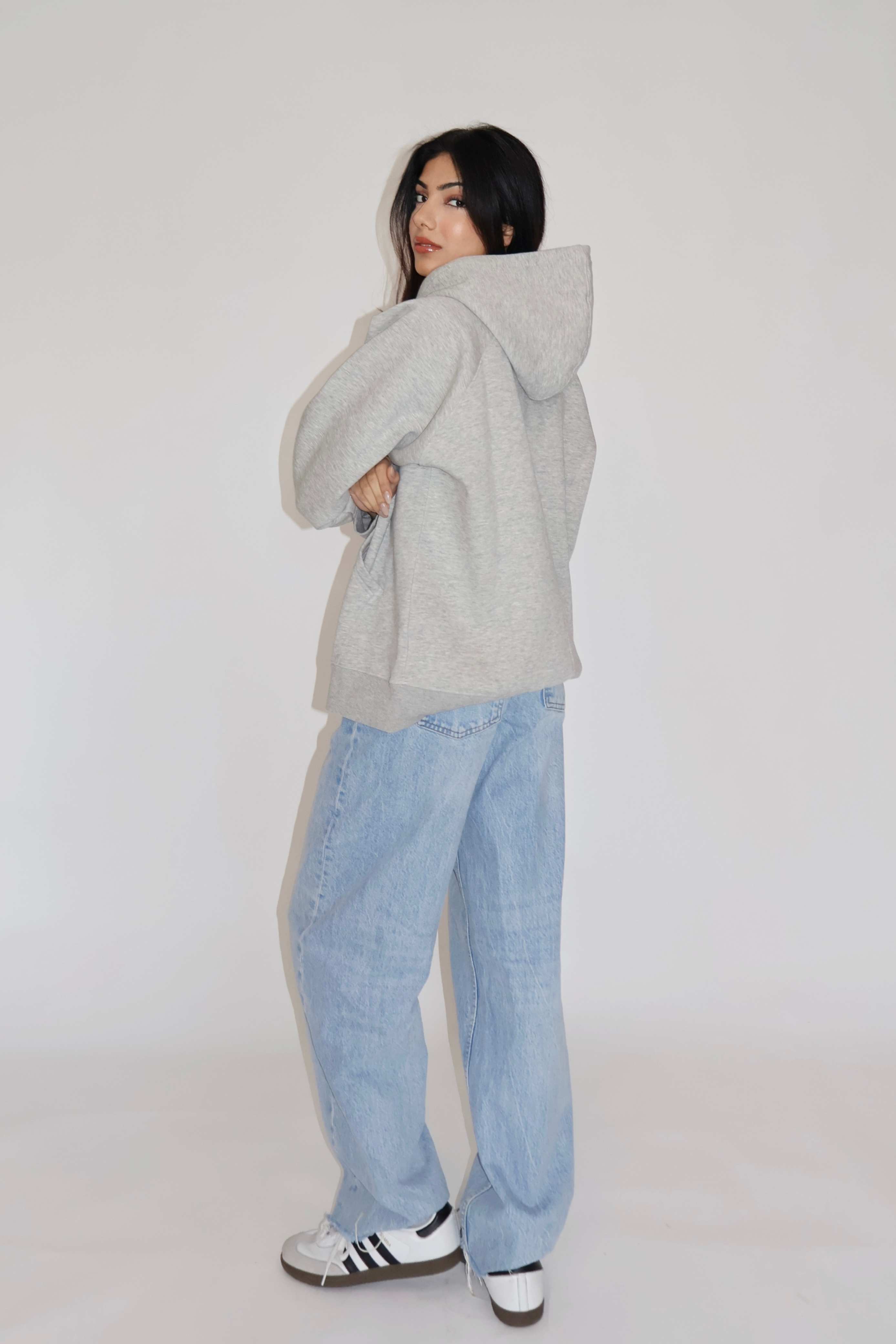 OVERSIZED HOODED ZIPPER (GREY)