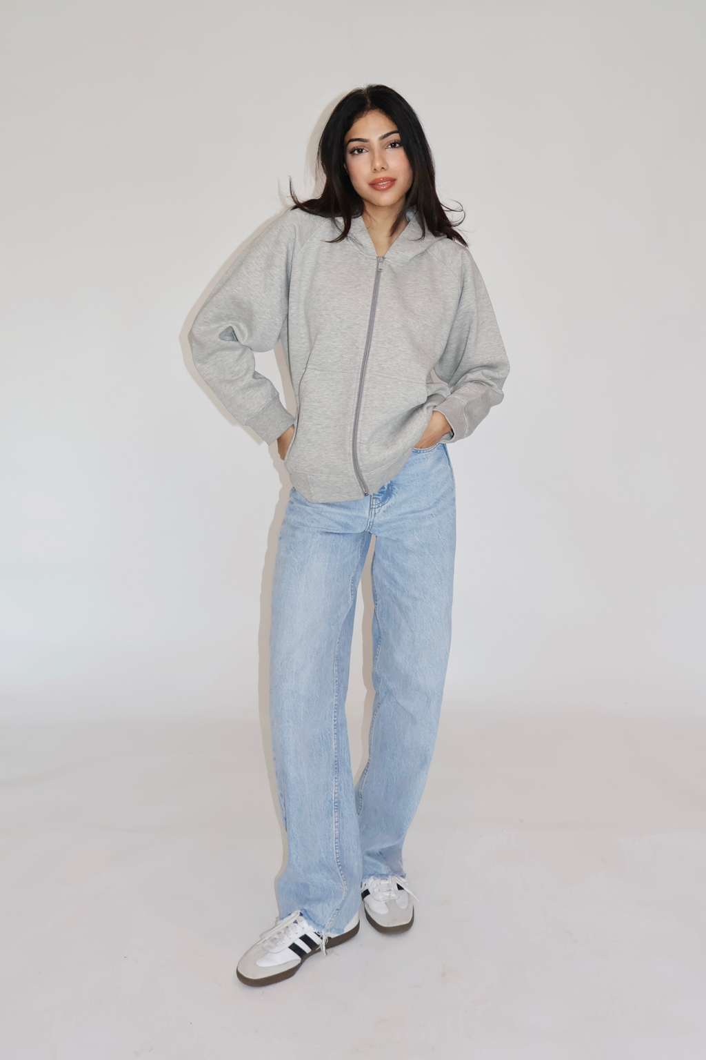 OVERSIZED HOODED ZIPPER (GREY)