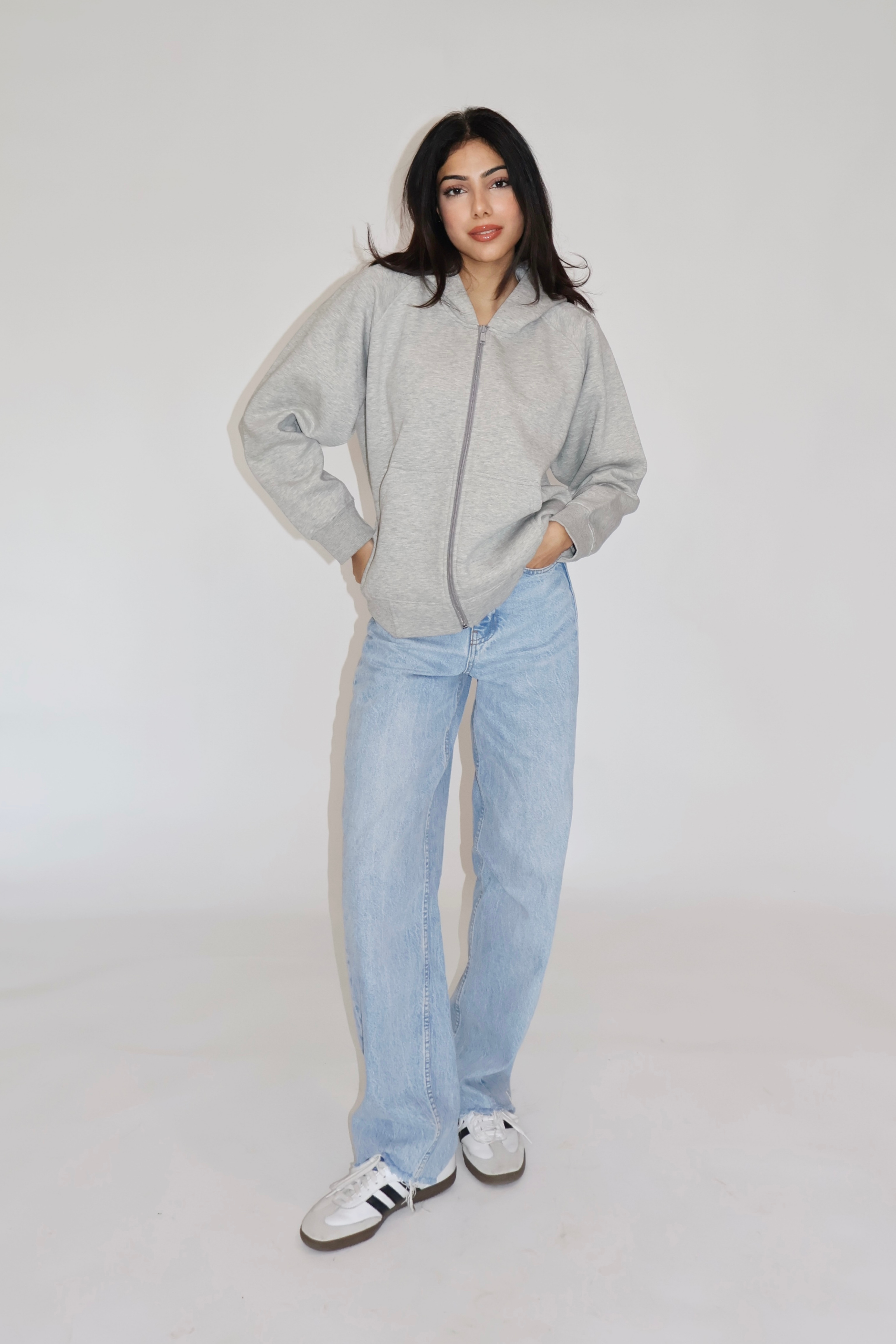 OVERSIZED HOODED ZIPPER (GREY)