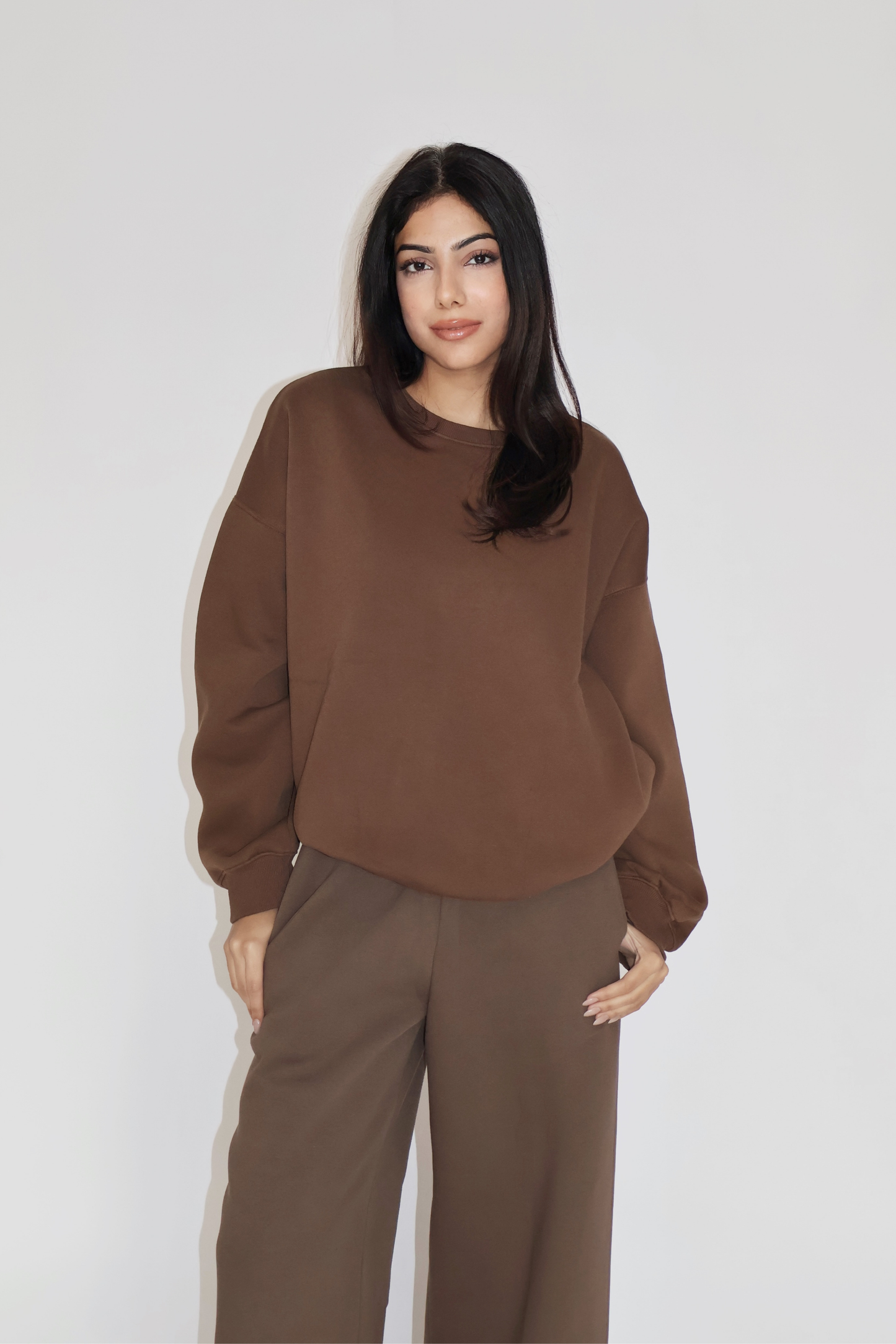 CREWNECK CO-ORD SET - (Brown)