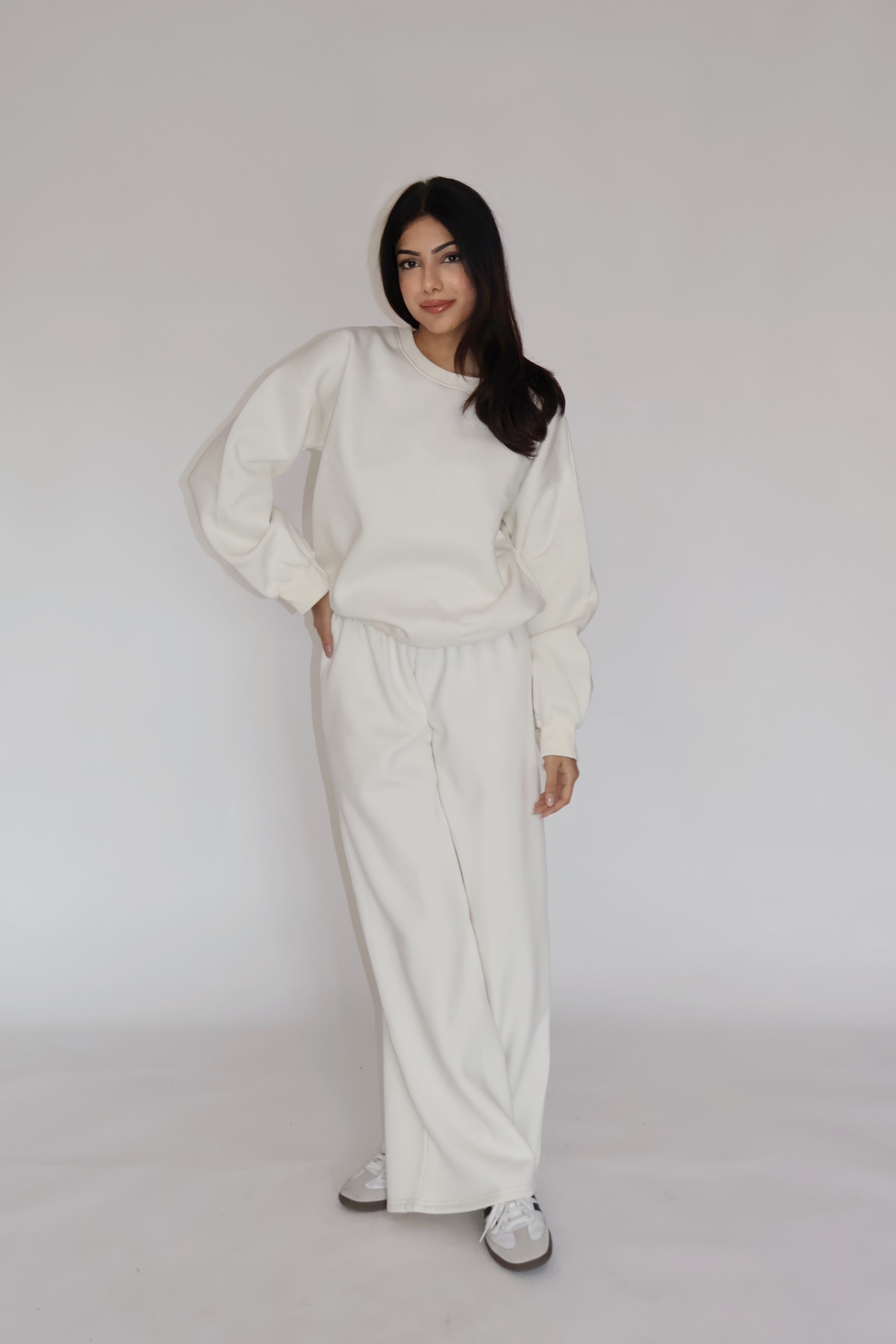 CREWNECK CO-ORD SET - (White)