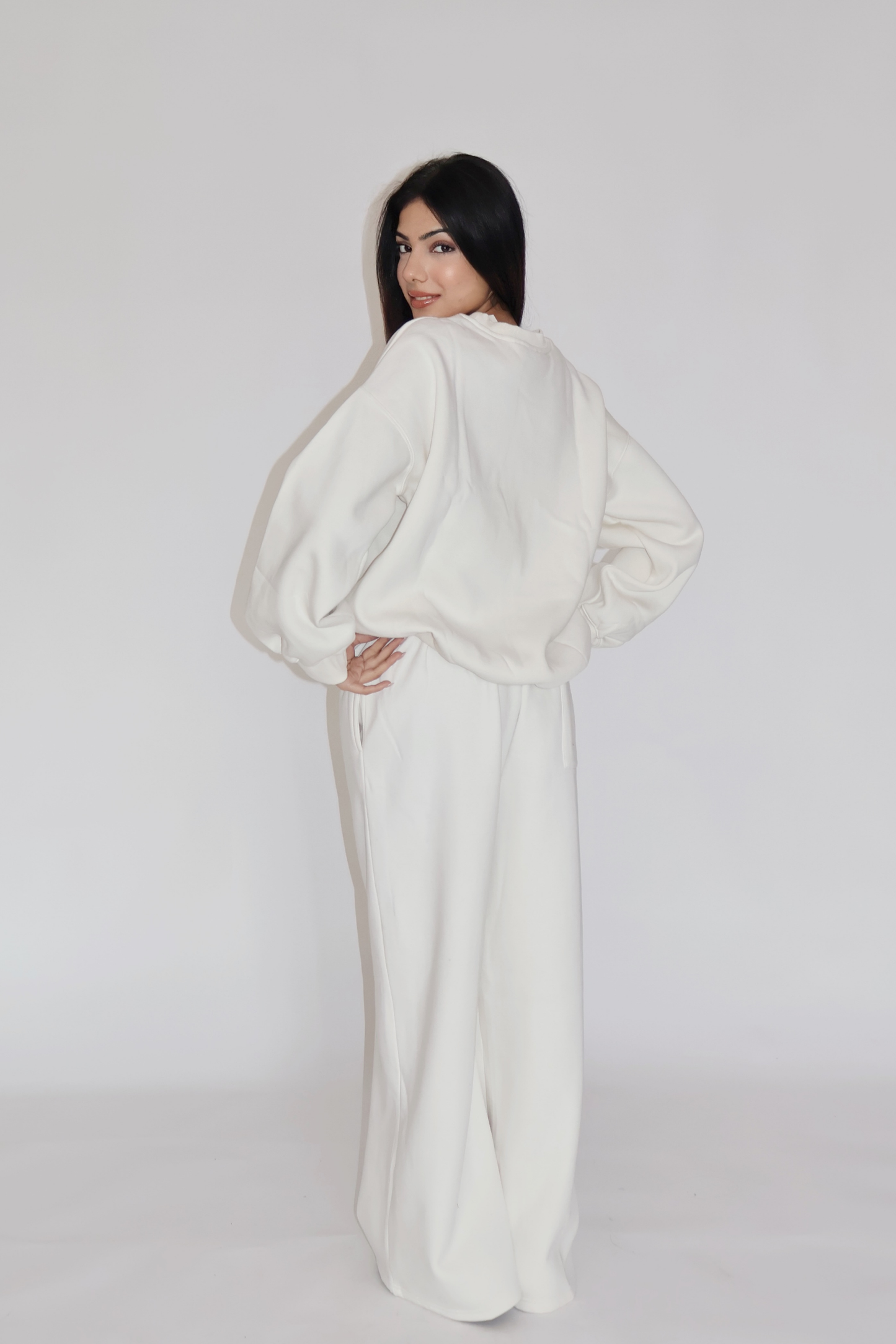 CREWNECK CO-ORD SET - (White)