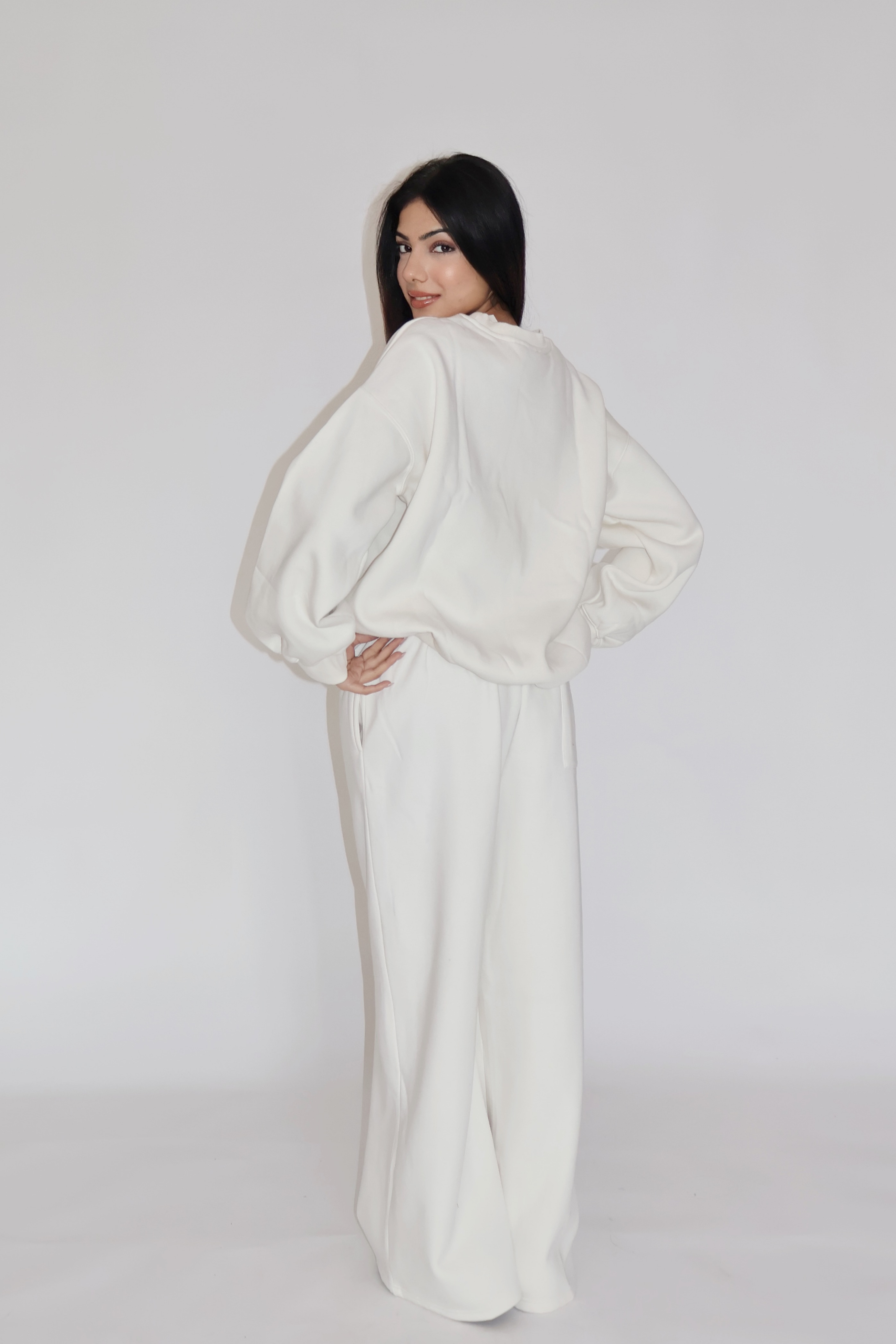CREWNECK CO-ORD SET - (White)