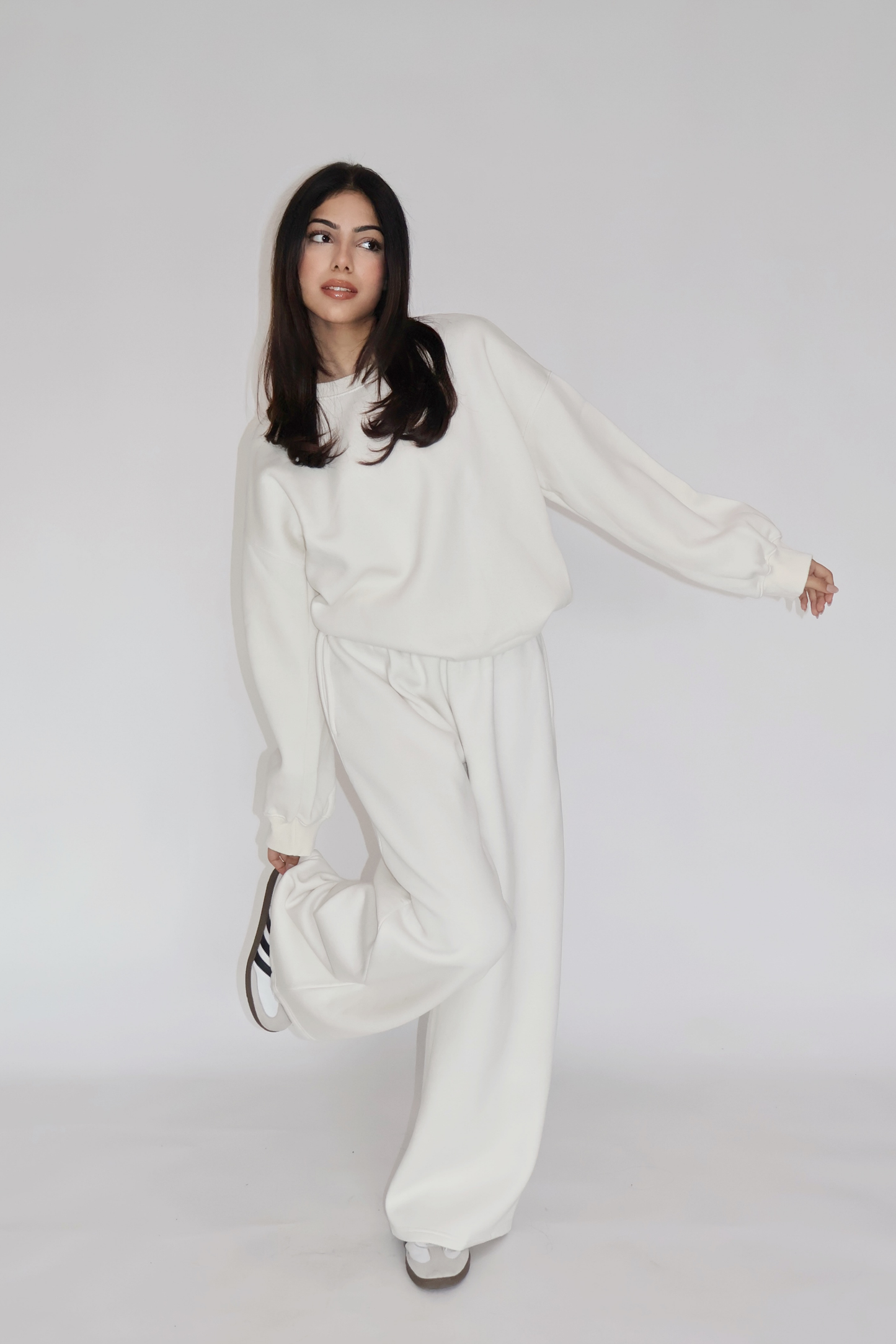 CREWNECK CO-ORD SET - (White)