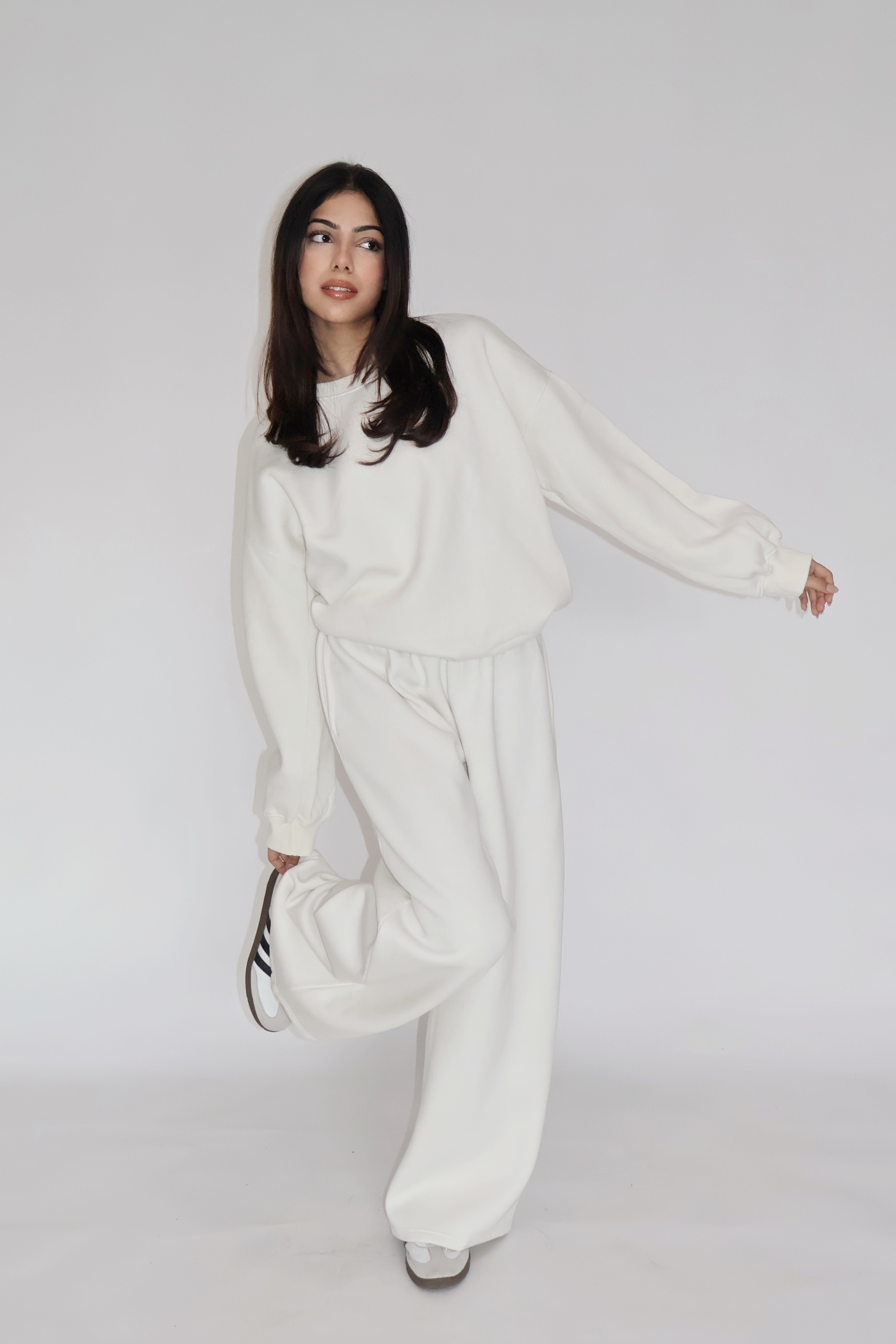CREWNECK CO-ORD SET - (White)