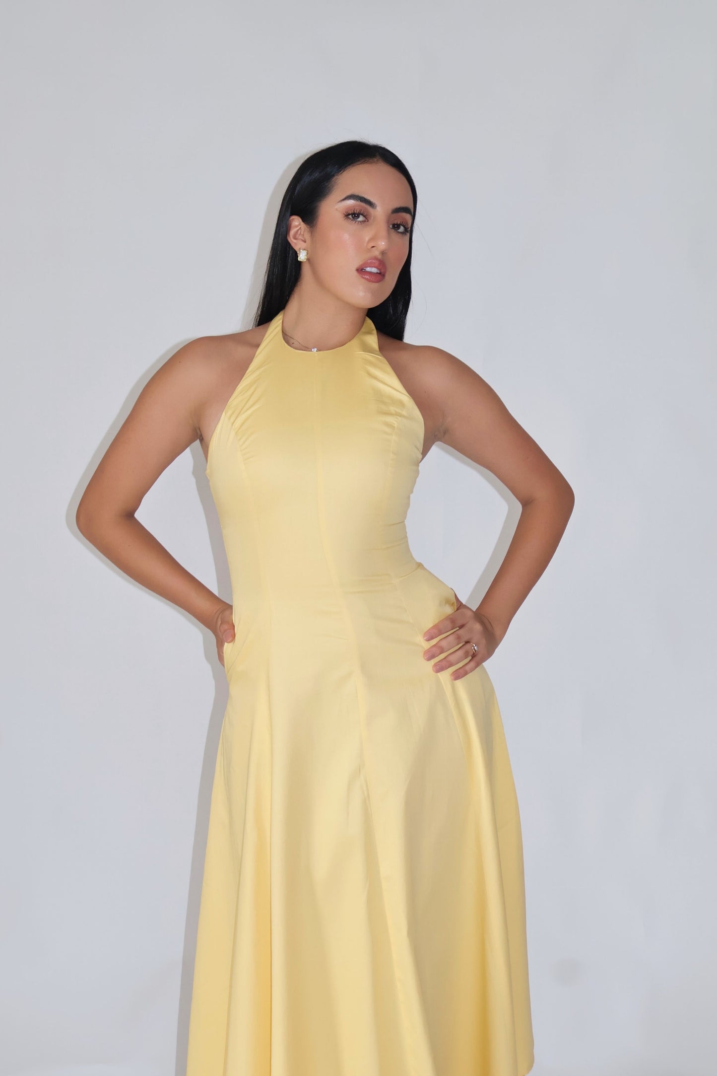 Butter Yellow Halter Neck Dress – LILY