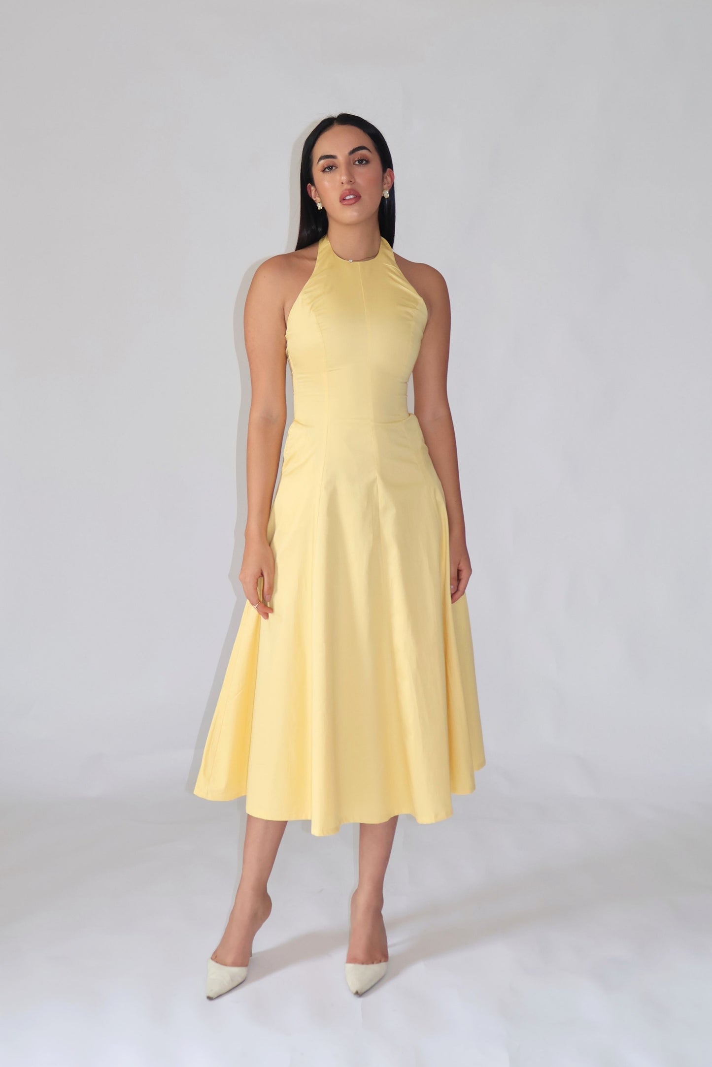 Butter Yellow Halter Neck Dress – LILY