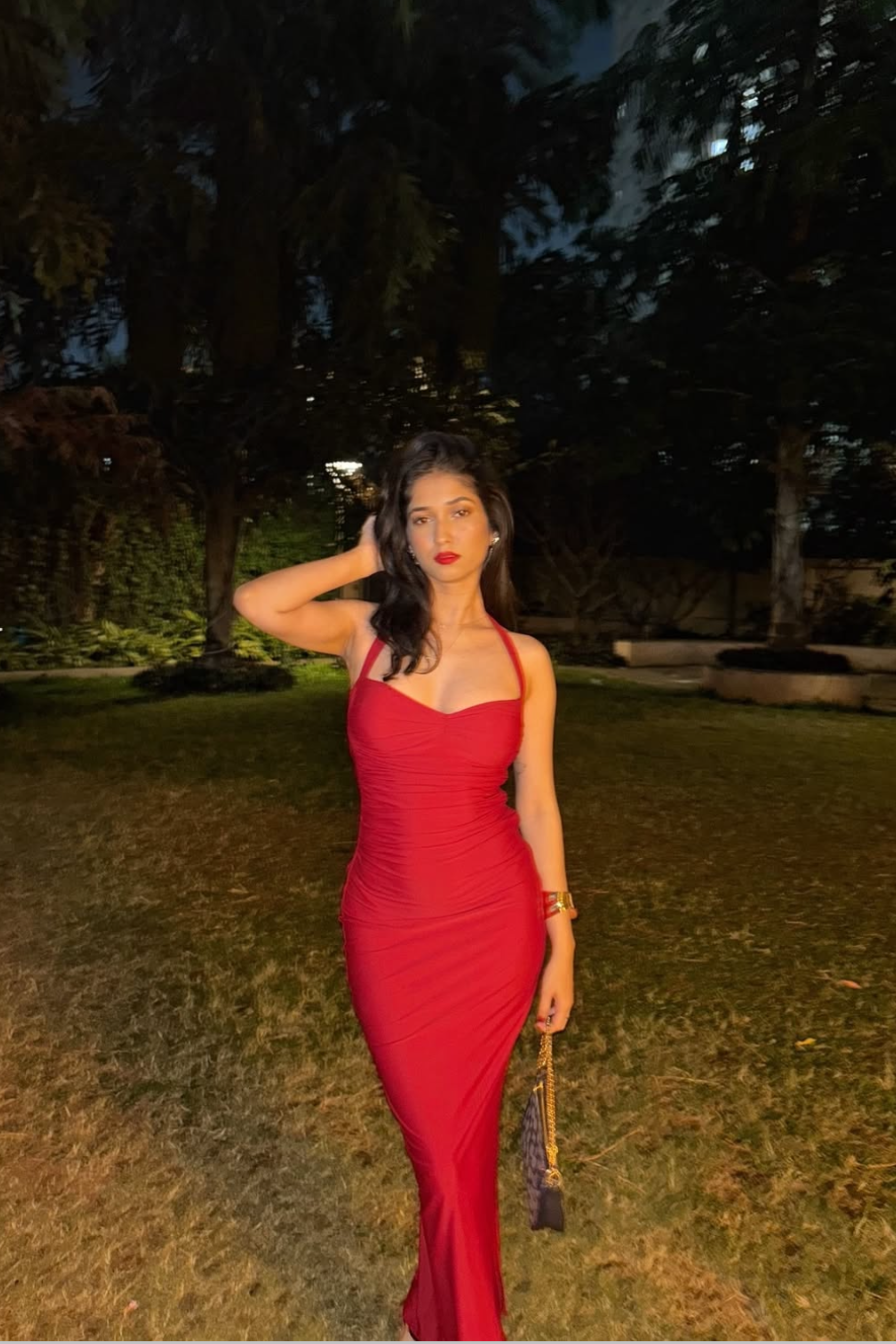 Esha in Ray dress cherry