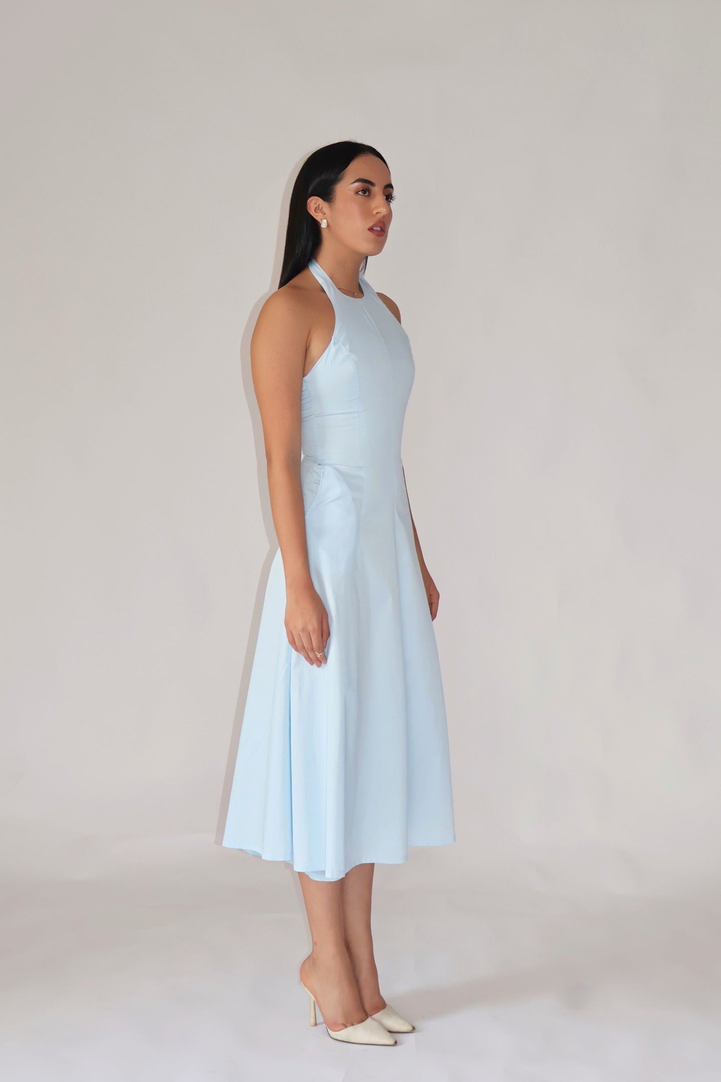 Powder Blue Halter Neck Dress – LILY
