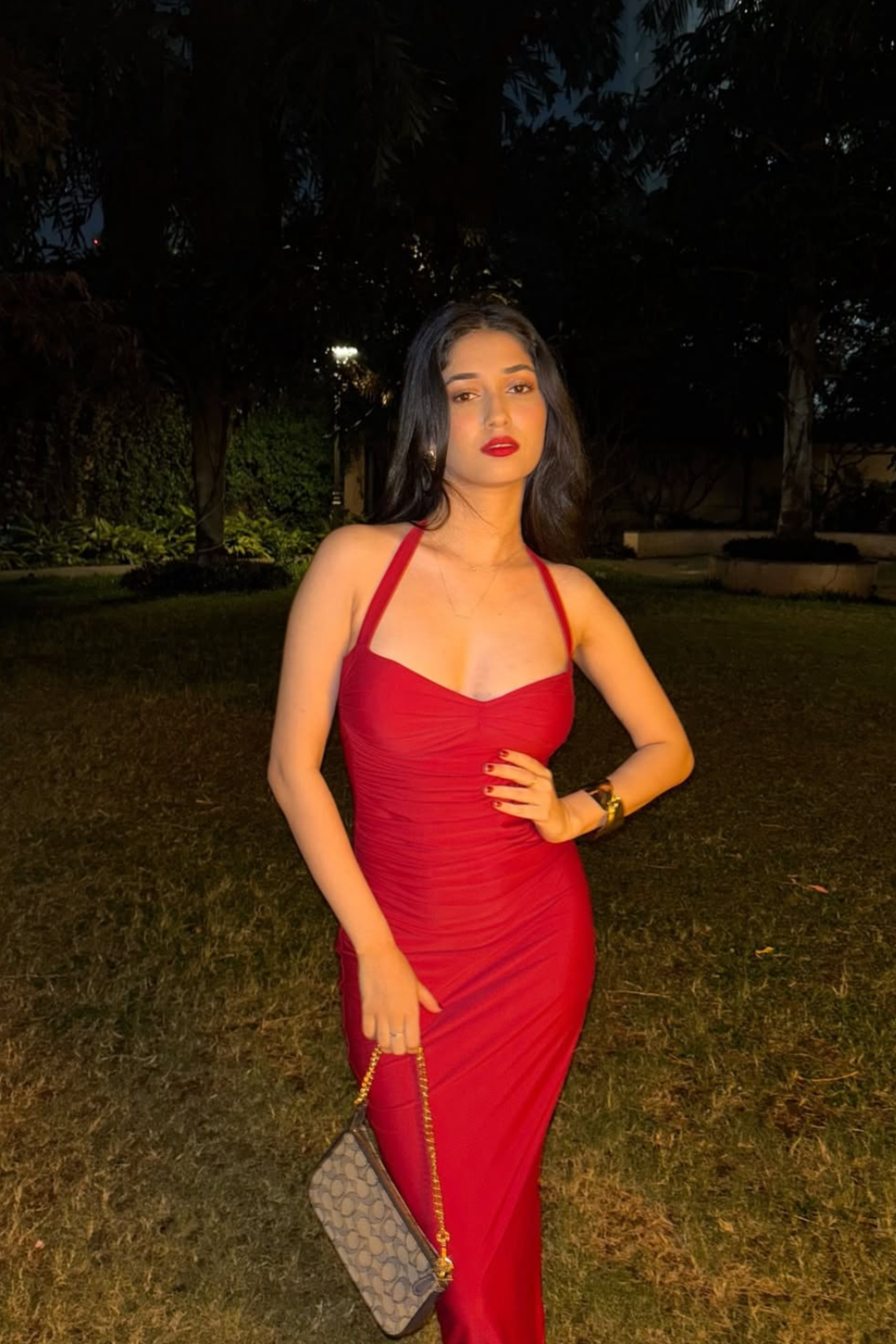 Esha in Ray dress cherry