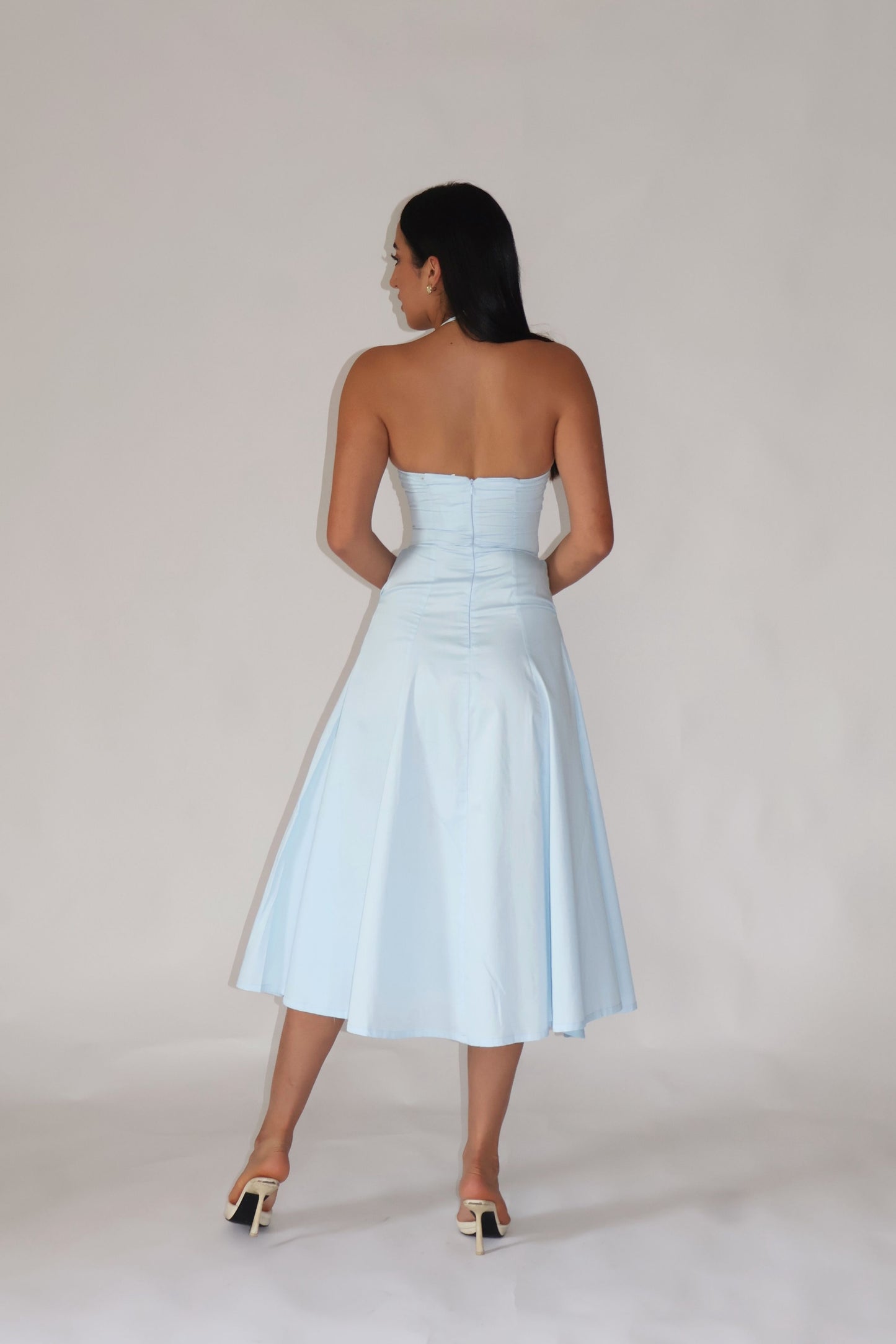 Powder Blue Halter Neck Dress – LILY