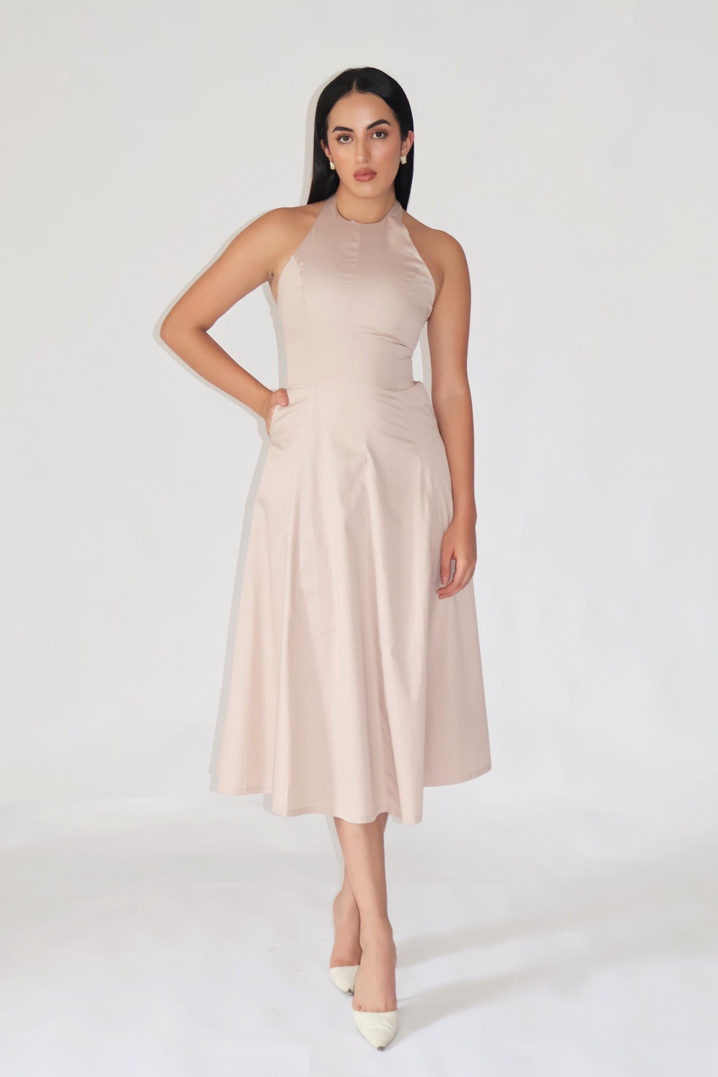 Sand Halter Neck Dress – LILY