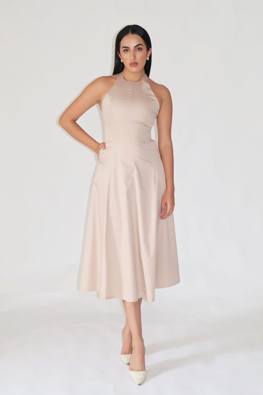 Sand Halter Neck Dress – LILY