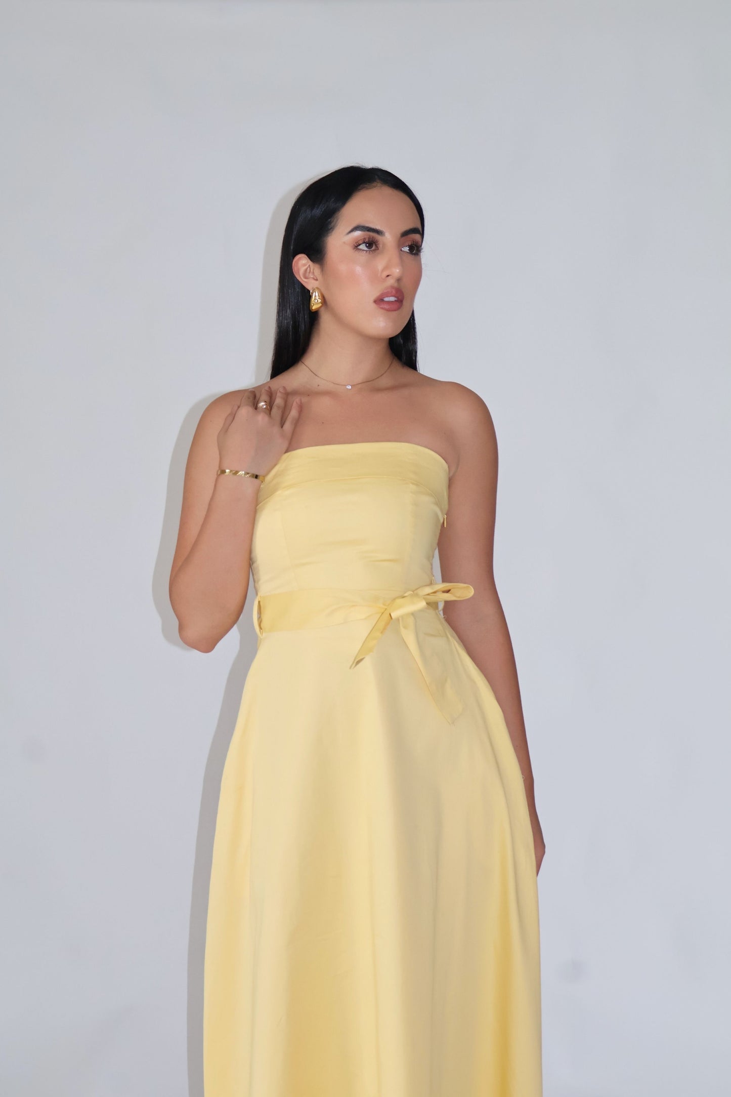 Butter Yellow Tube Bow Dress – SIENNA
