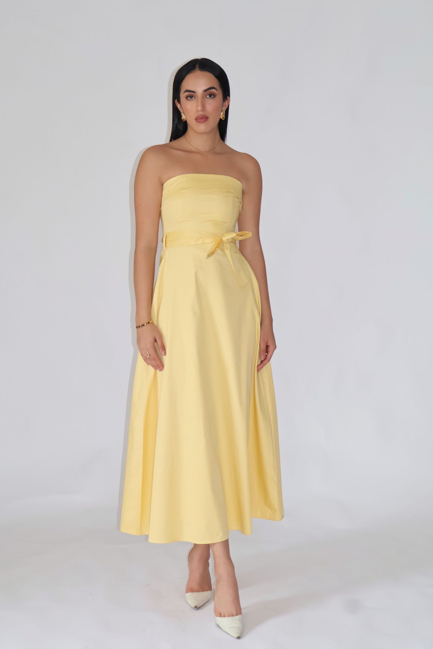 Butter Yellow Tube Bow Dress – SIENNA