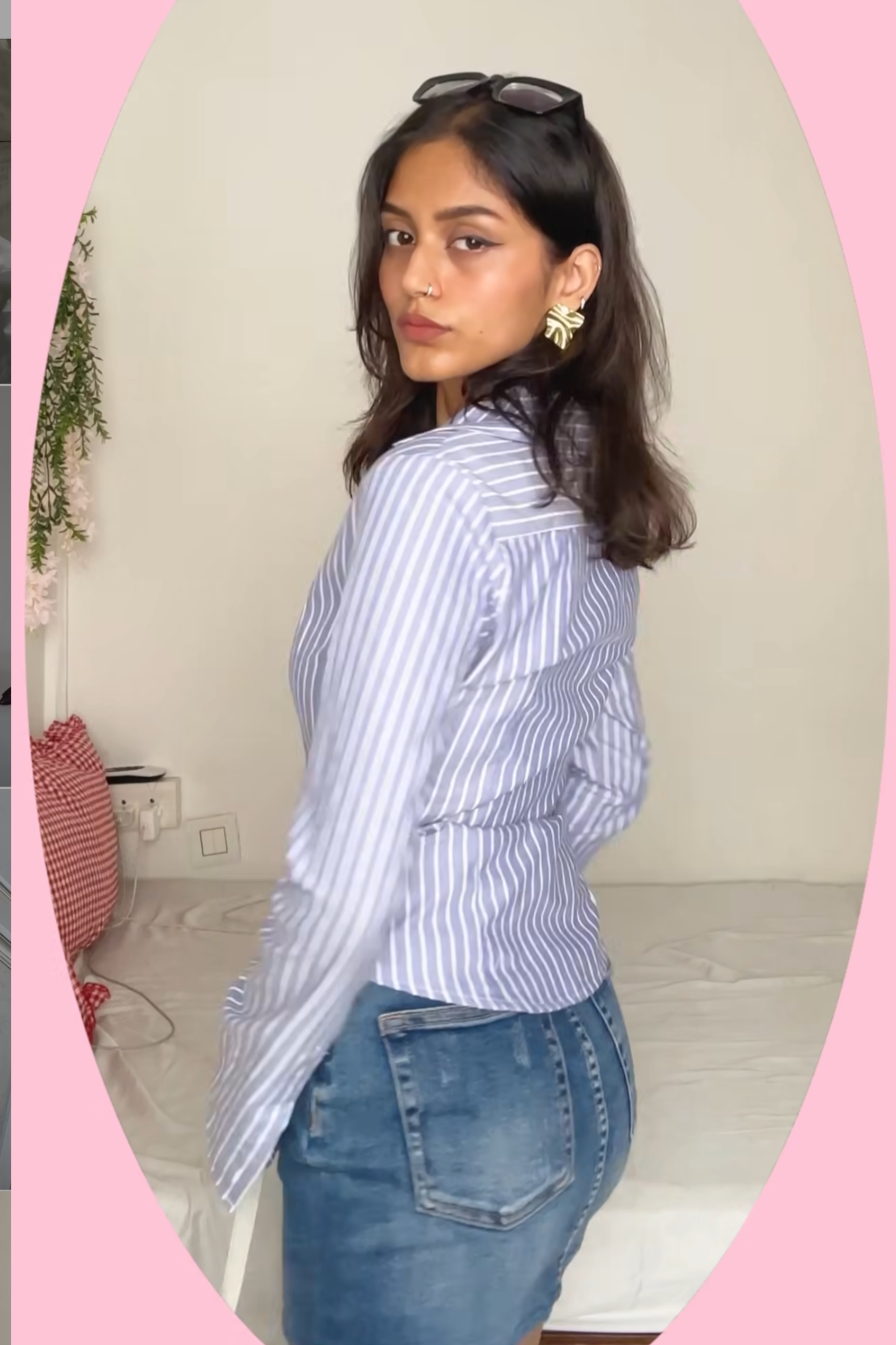 Shalmali in iris shirt sky