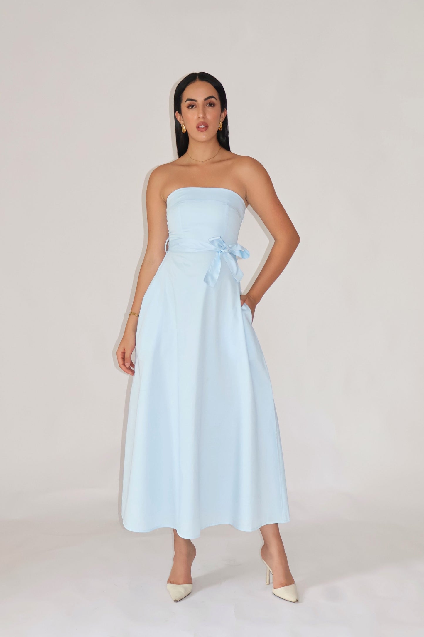 Powder Blue Tube Bow Dress – SIENNA