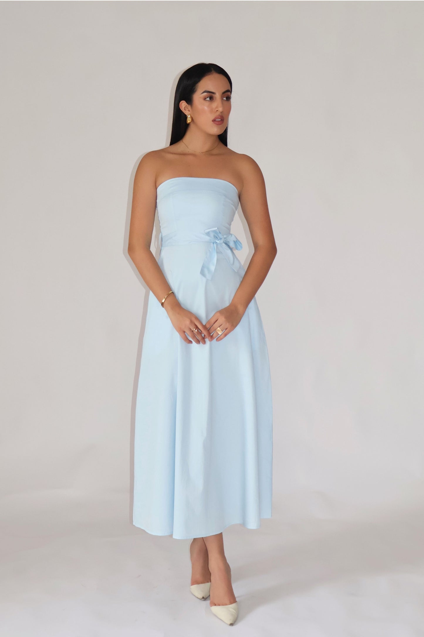 Powder Blue Tube Bow Dress – SIENNA