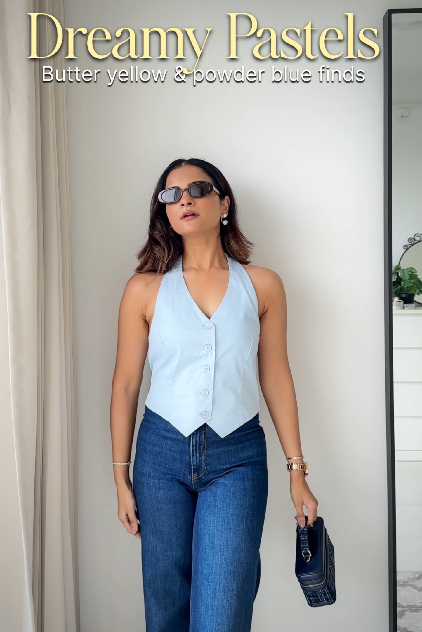 Naina in elan waistcoat sky