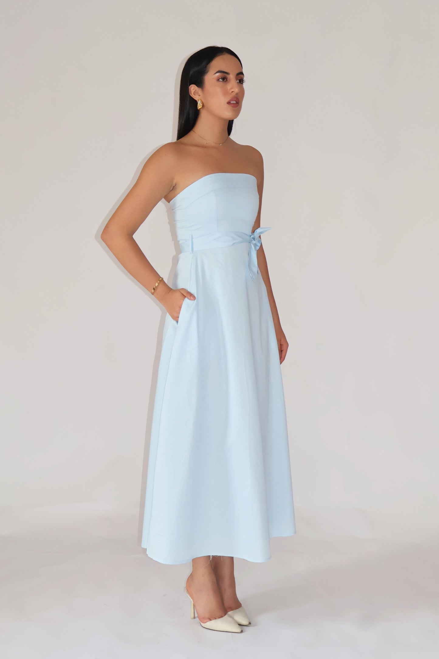Powder Blue Tube Bow Dress – SIENNA