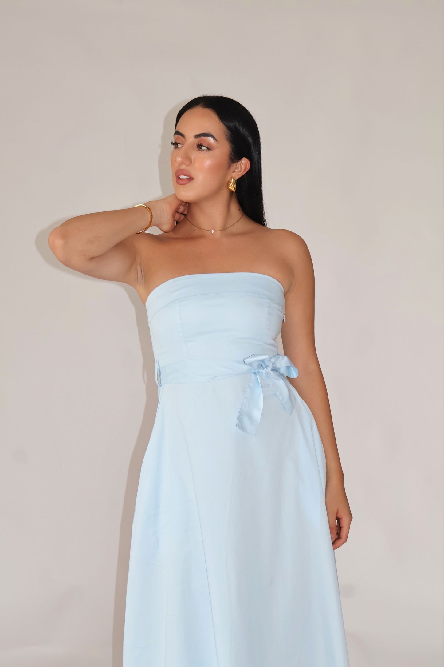 Powder Blue Tube Bow Dress – SIENNA