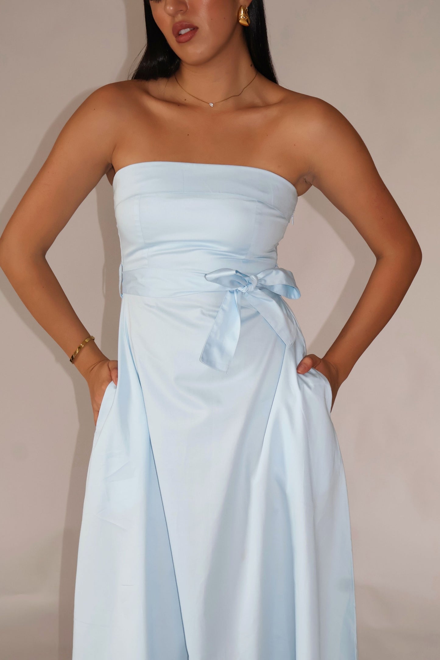 Powder Blue Tube Bow Dress – SIENNA