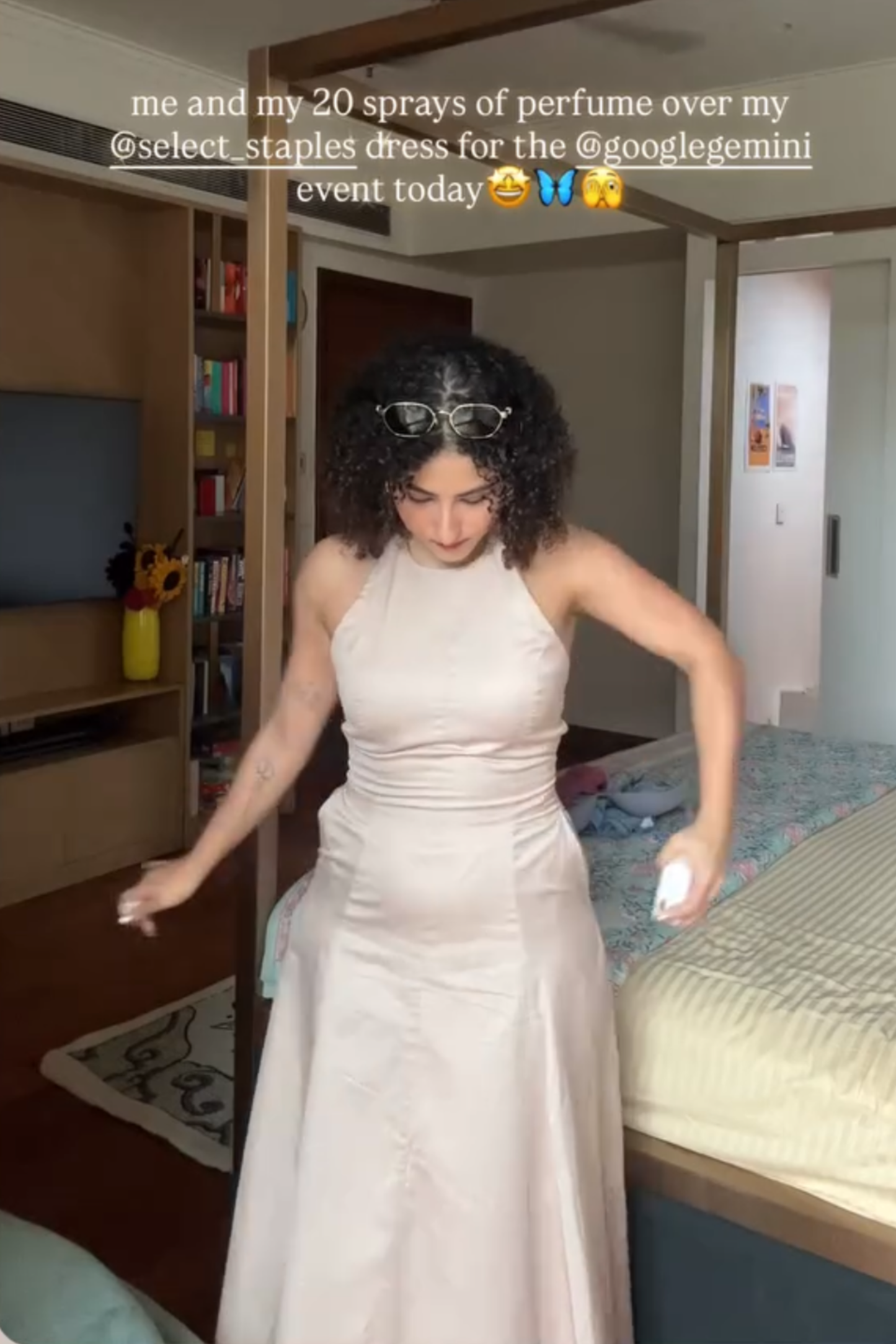 Anshita in lily dress sand