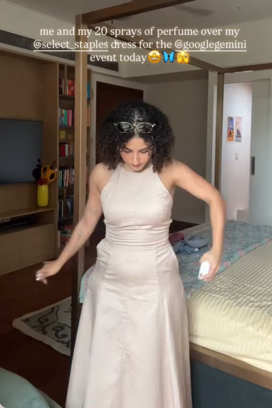 Anshita in lily dress sand