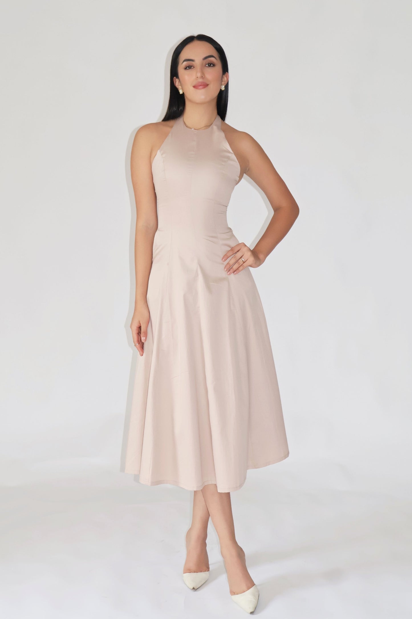 Sand Halter Neck Dress – LILY
