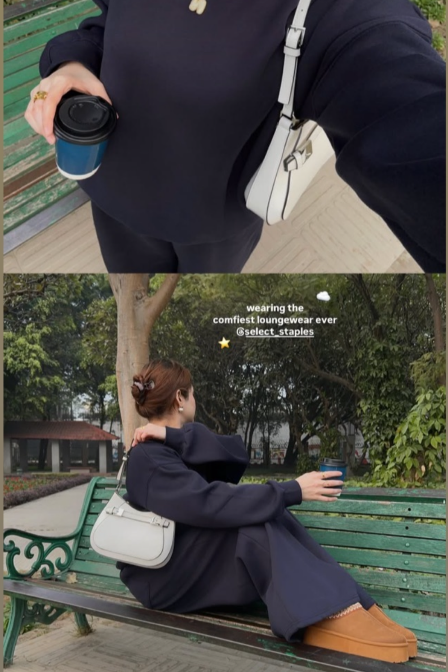 Raseeka in navy crewneck