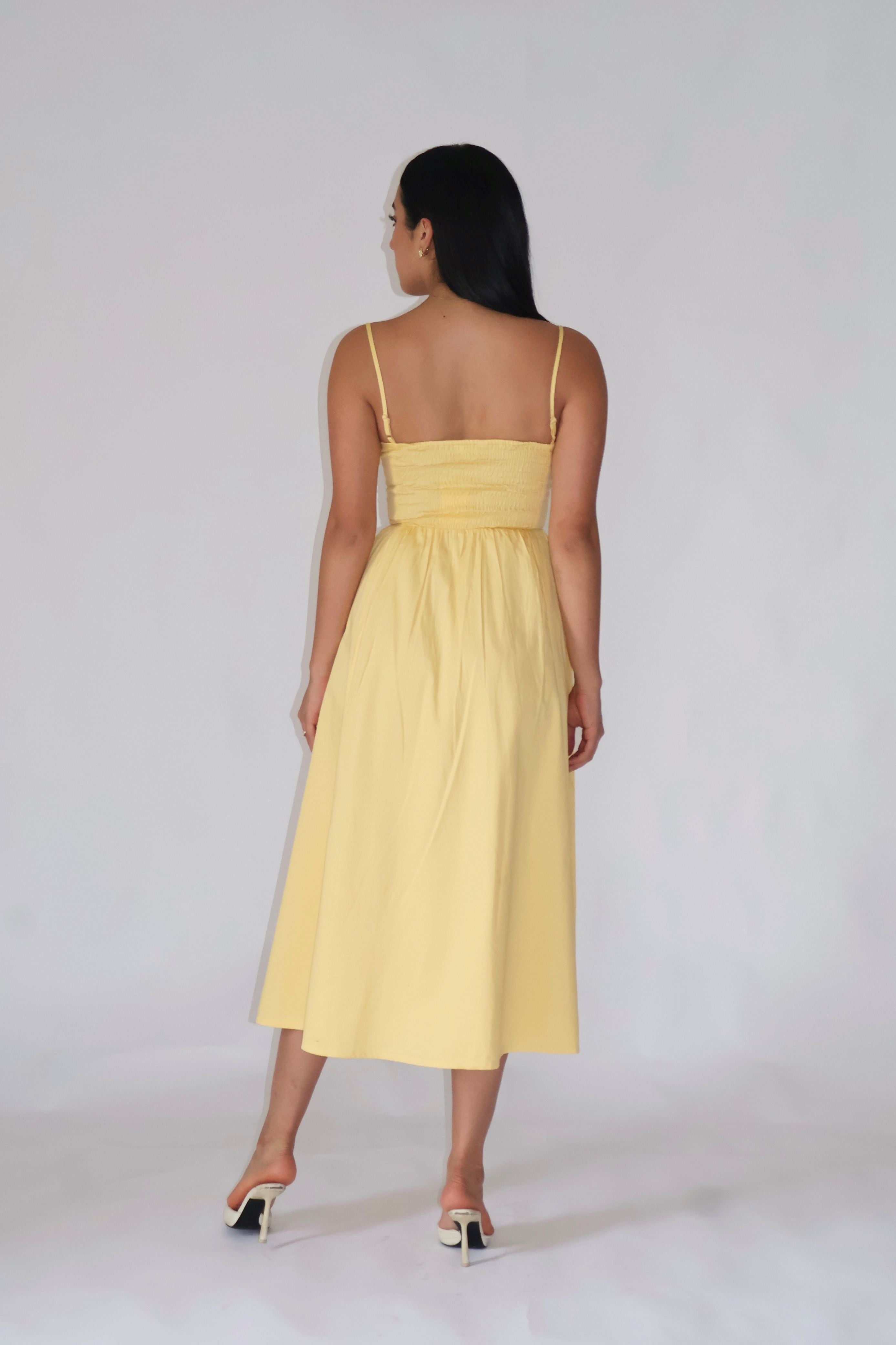 Sia in Butter Yellow Strappy Flare Dress – ZIA