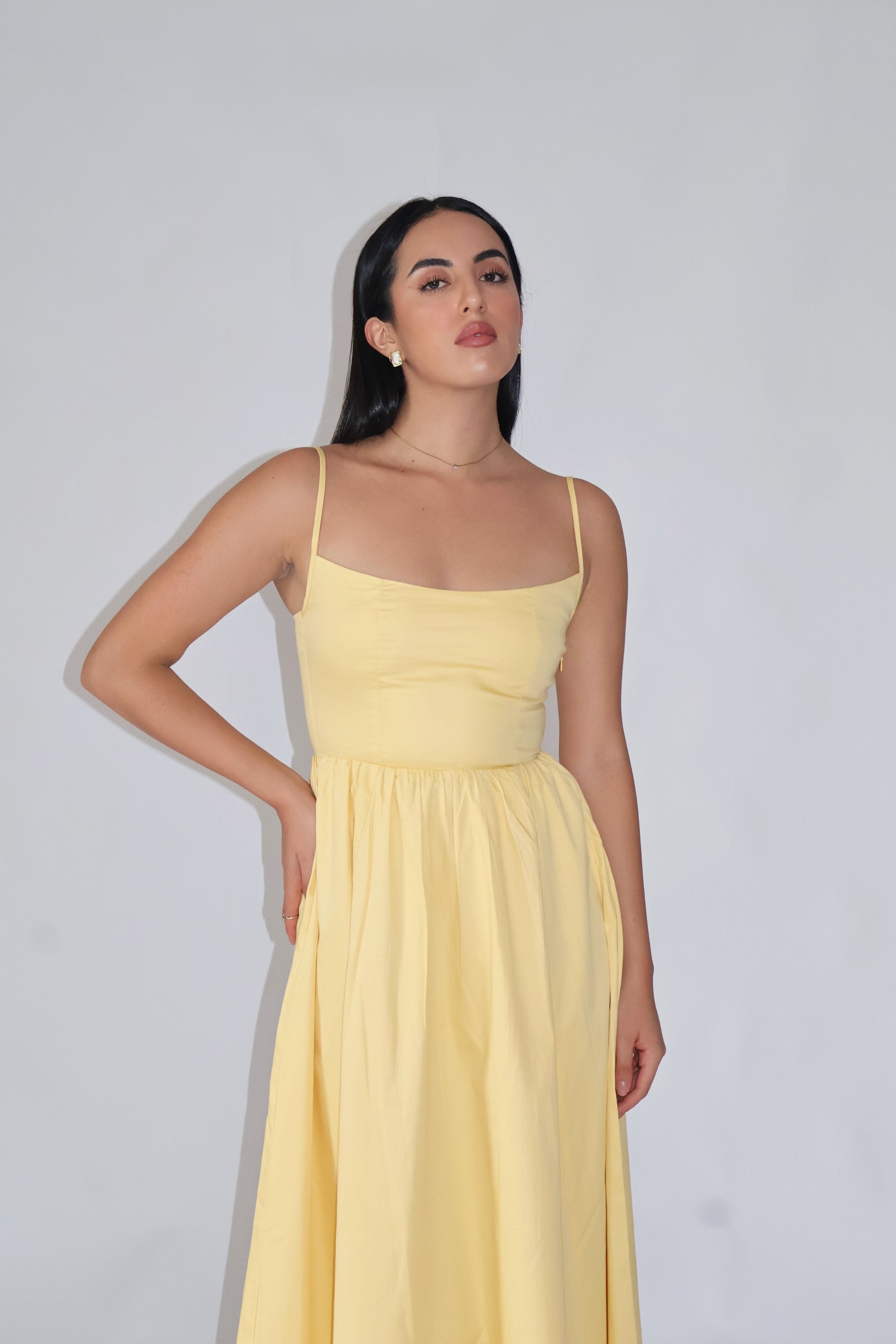 Sia in Butter Yellow Strappy Flare Dress – ZIA