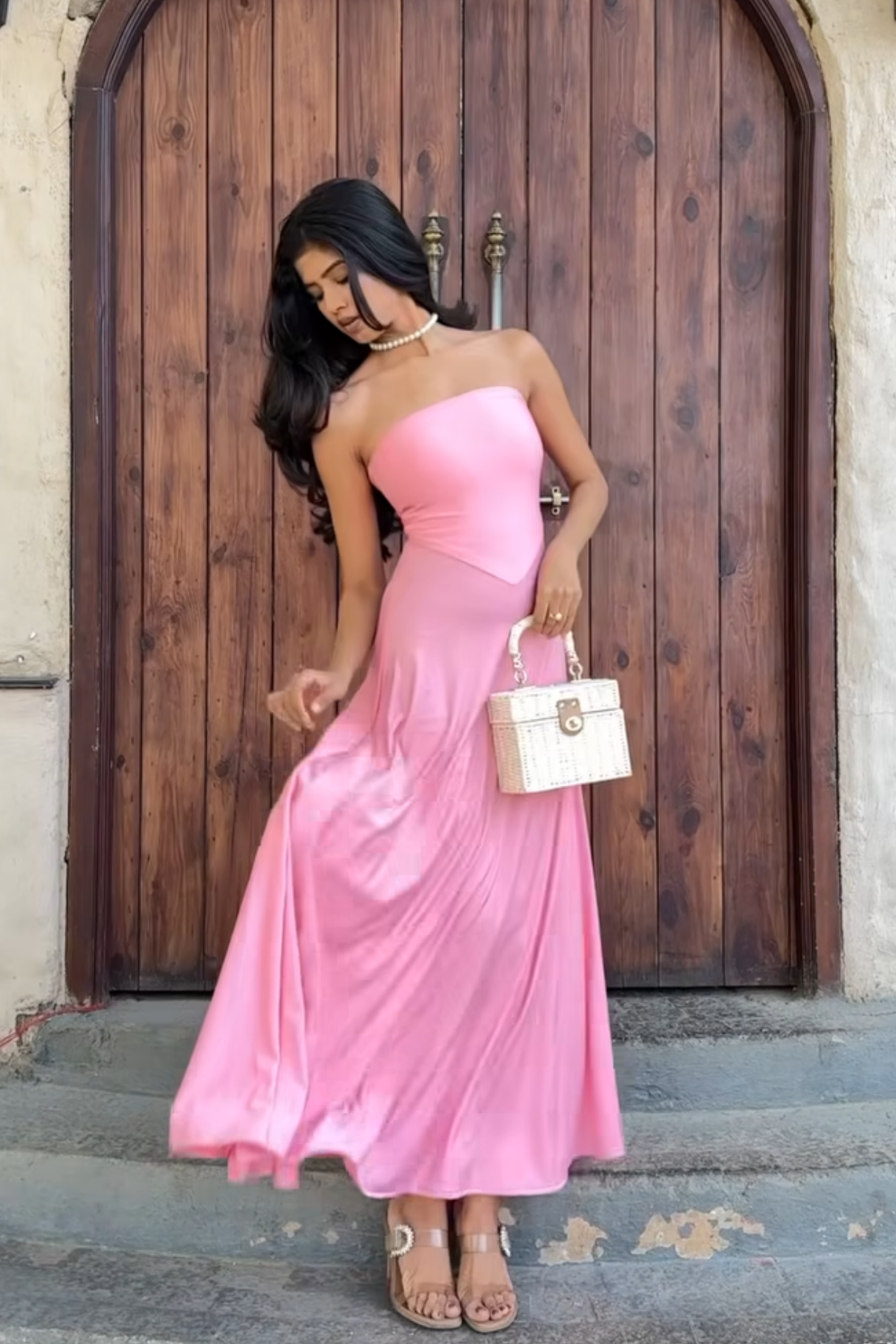 Apoorva in flow dress flamingo