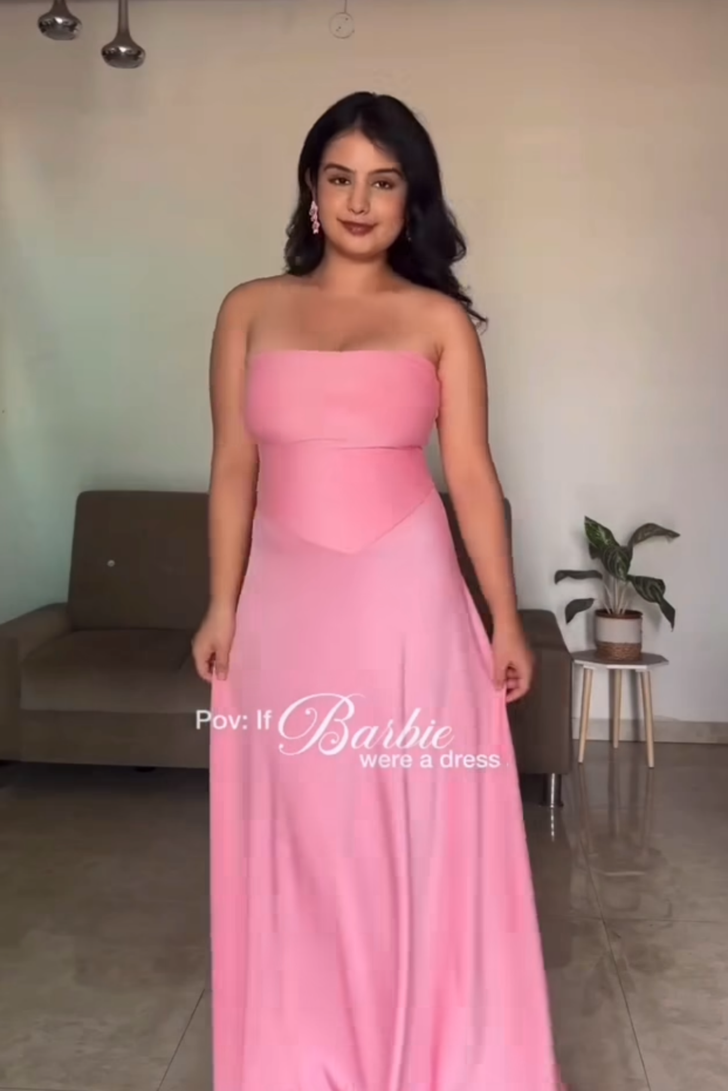 Apoorva in flow dress flamingo