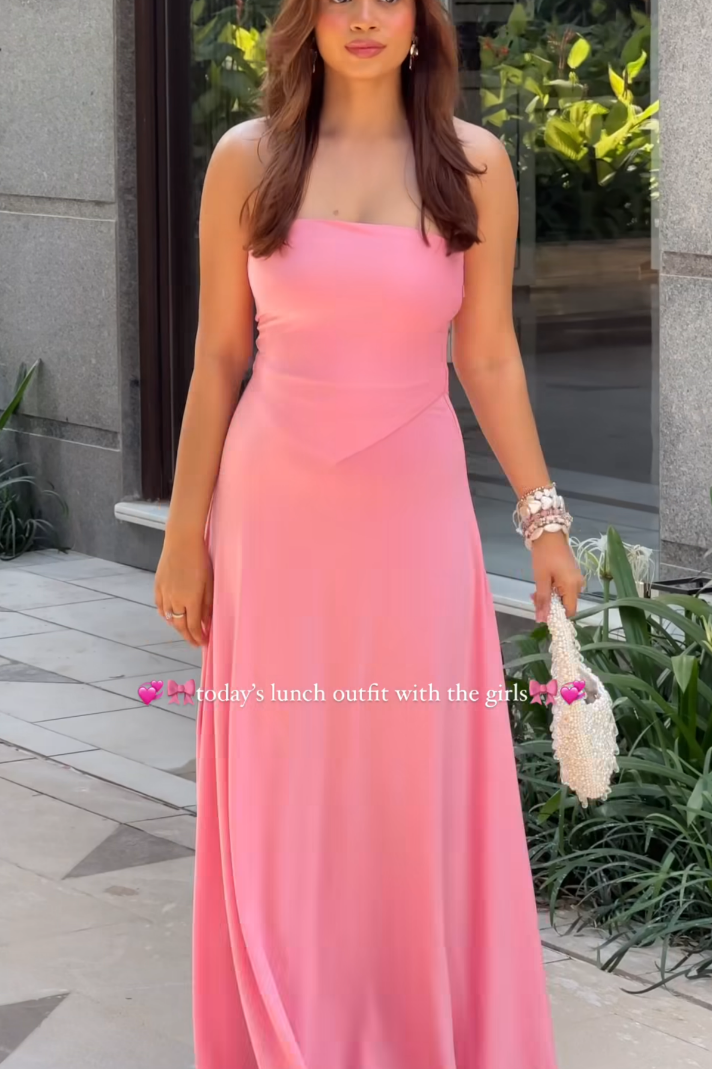 Apoorva in flow dress flamingo