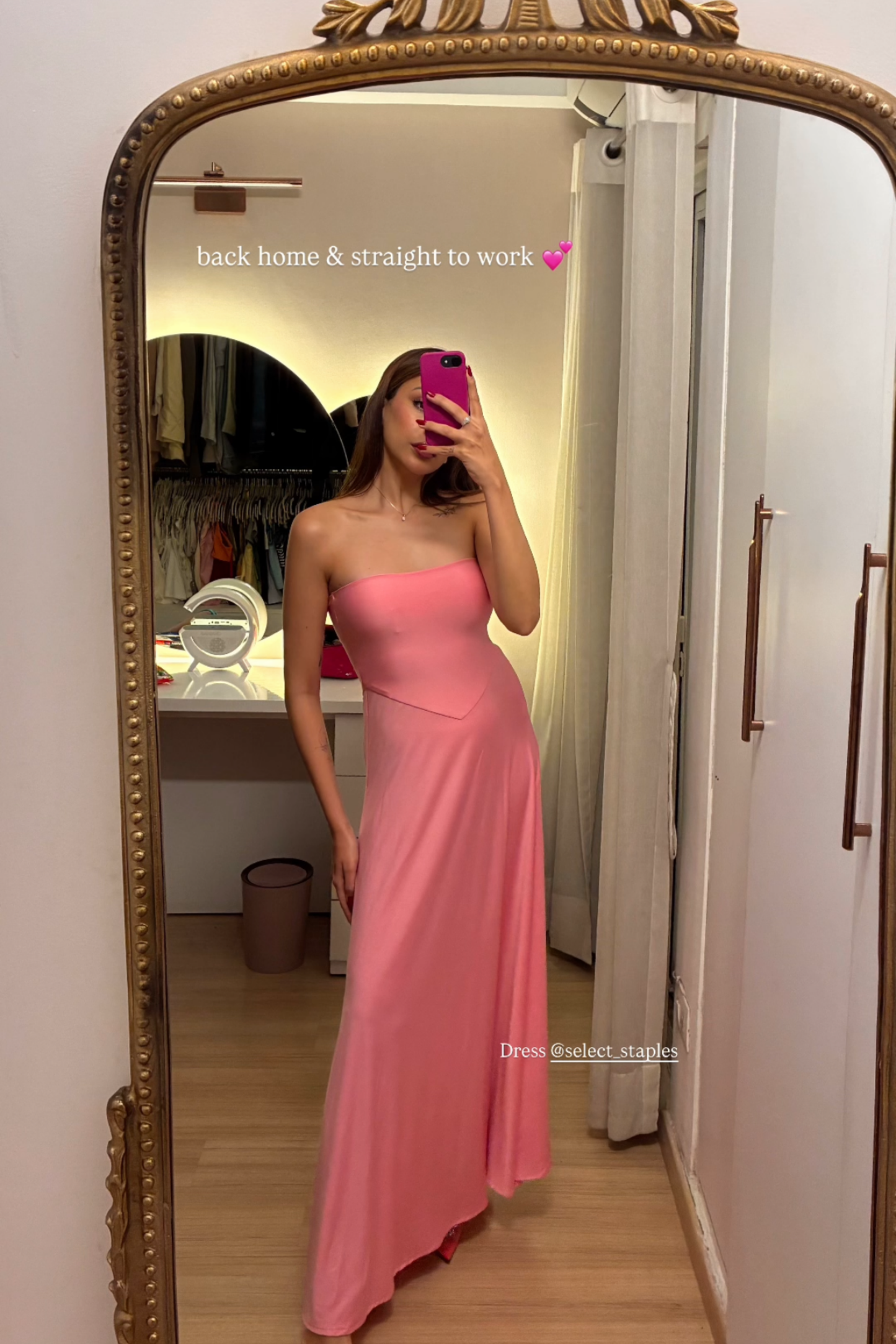 Apoorva in flow dress flamingo