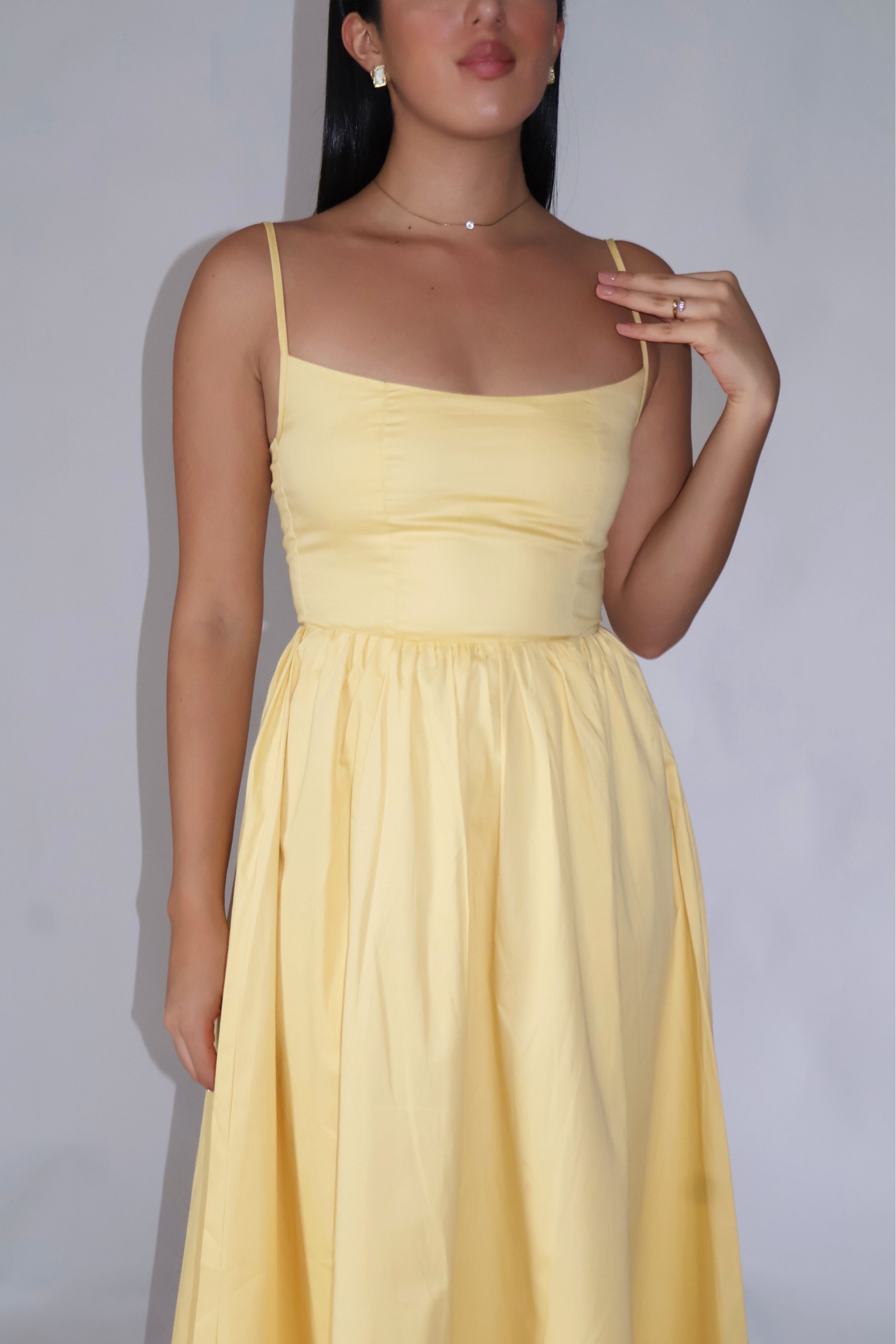 Sia in Butter Yellow Strappy Flare Dress – ZIA