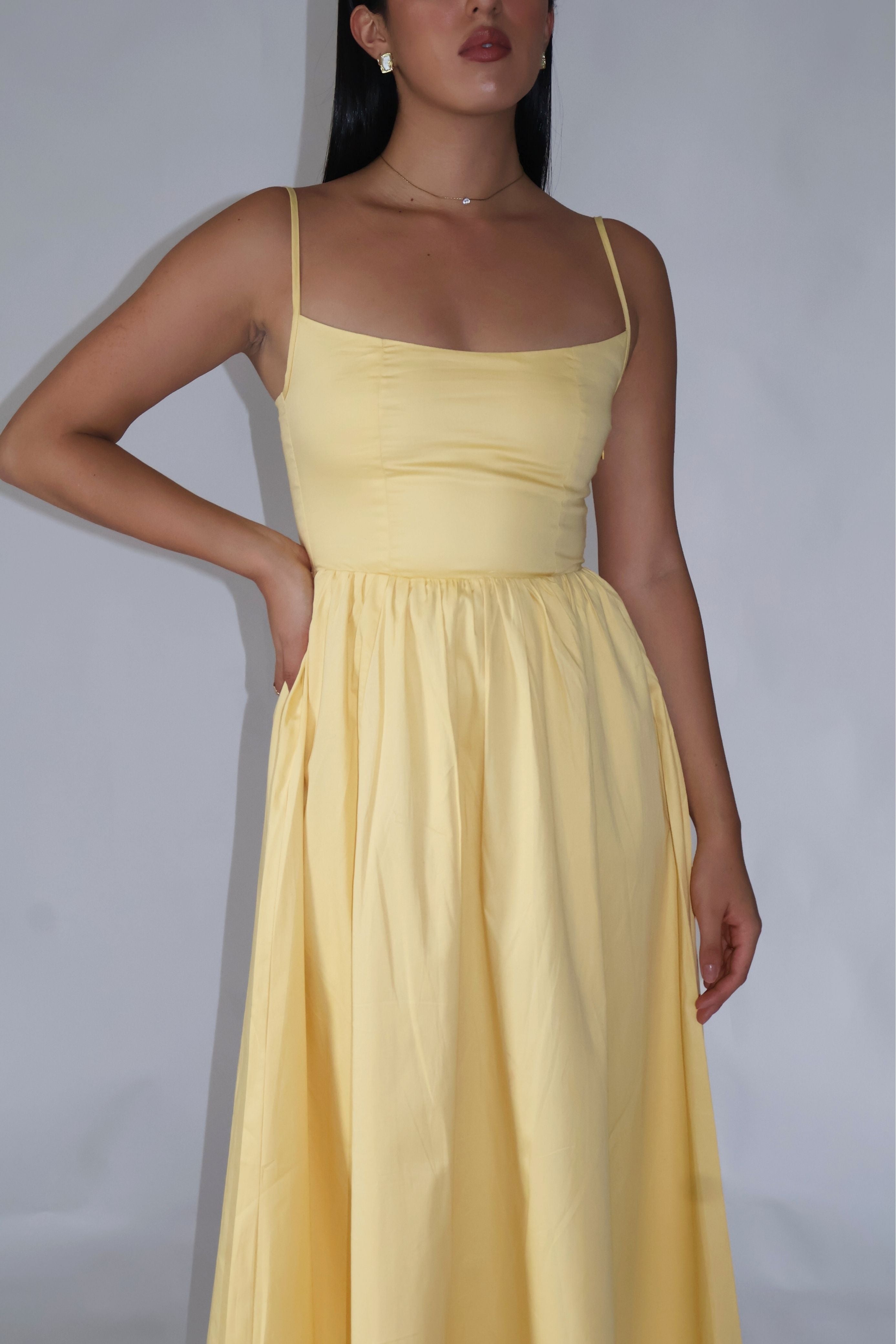 Sia in Butter Yellow Strappy Flare Dress – ZIA