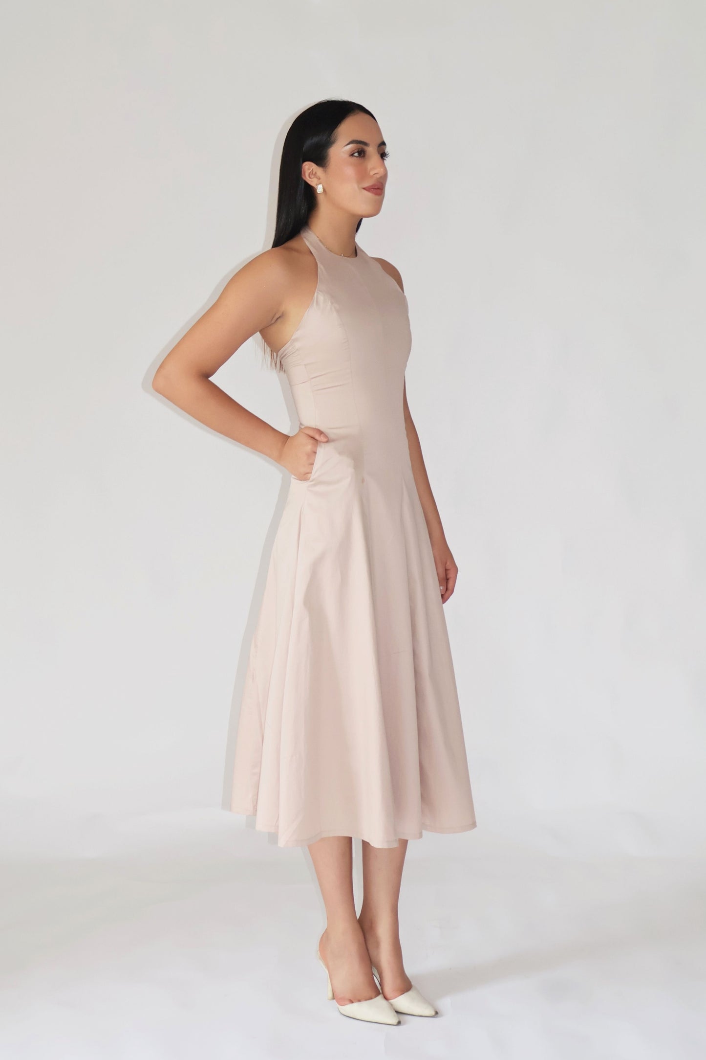 Sand Halter Neck Dress – LILY