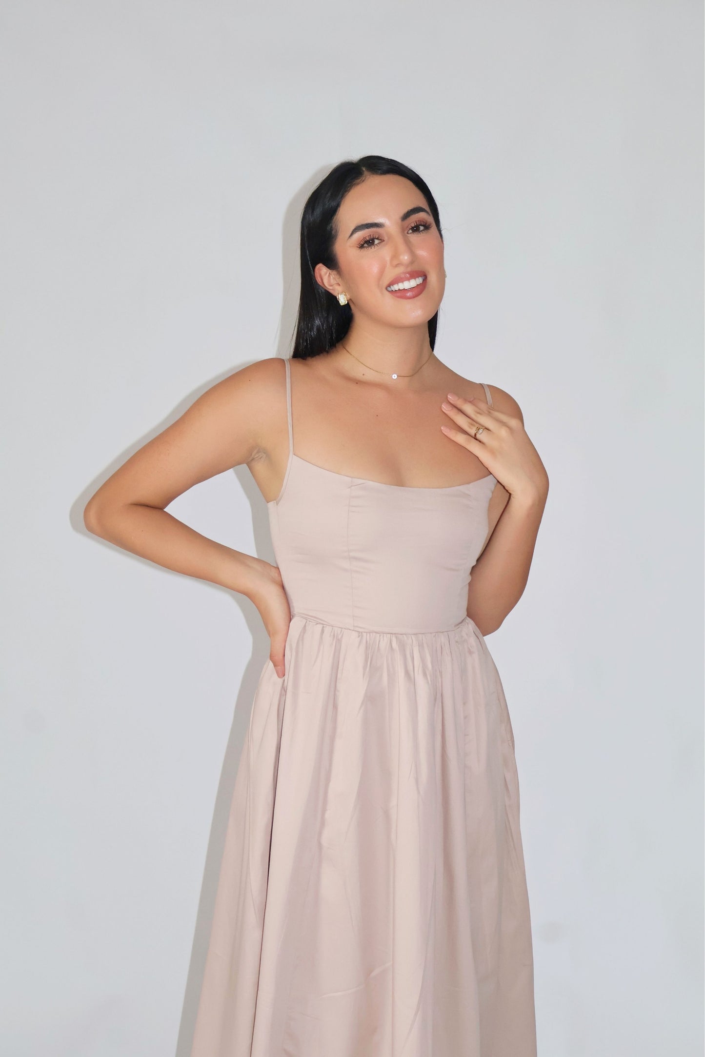 Sand Strappy Flare Dress – ZIA