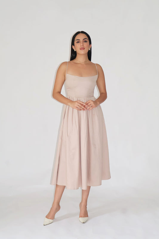 Sand Strappy Flare Dress – ZIA