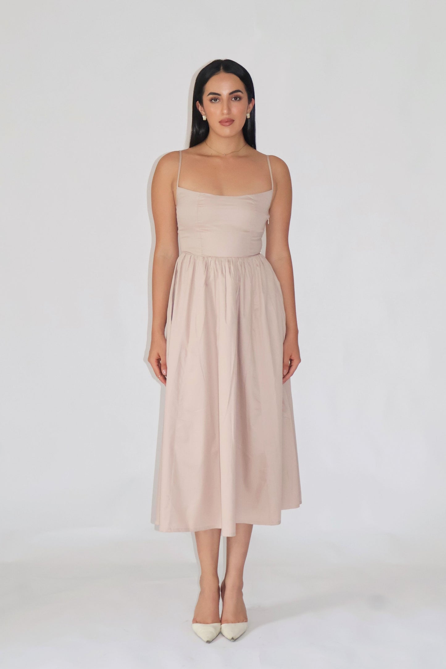 Sand Strappy Flare Dress – ZIA