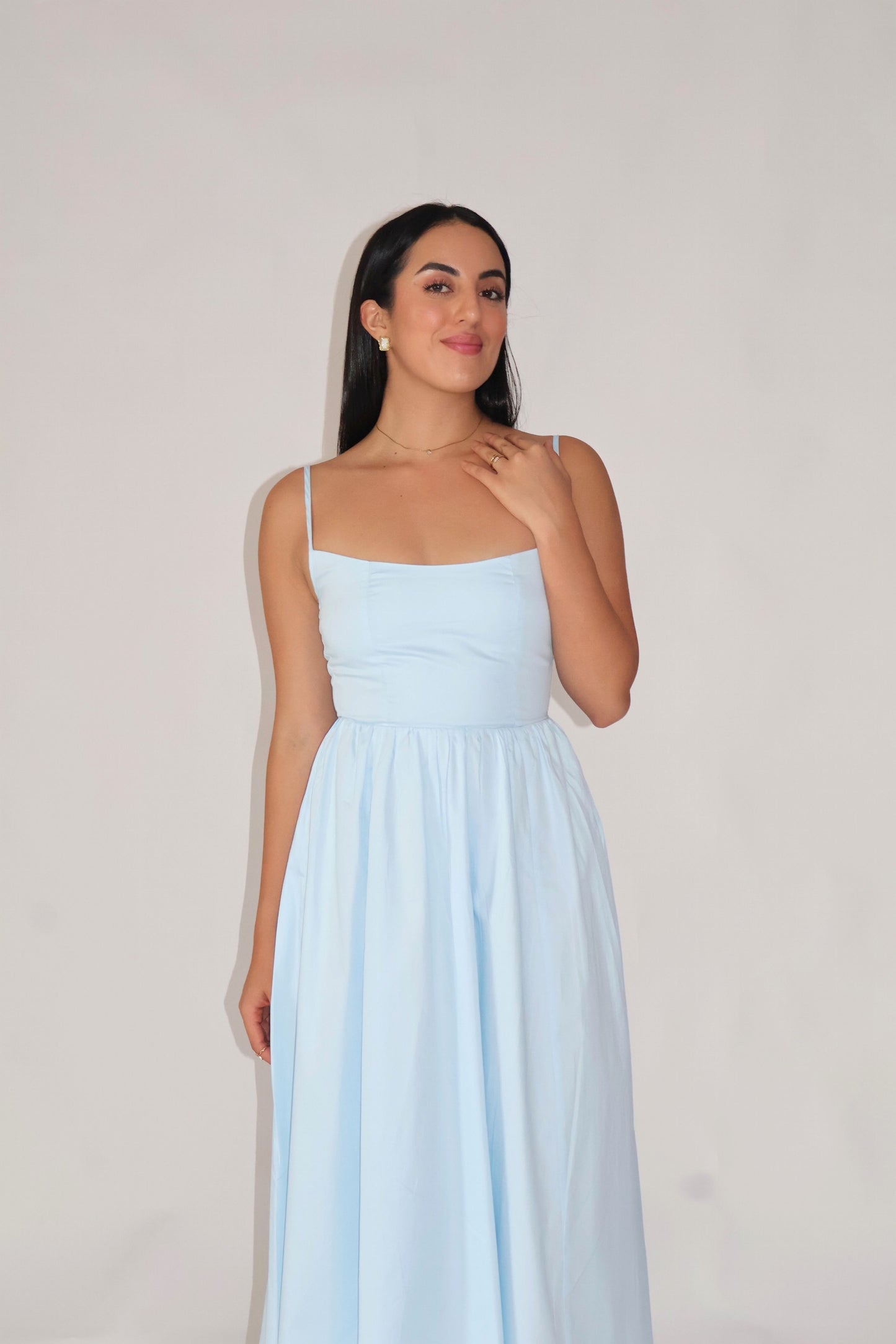 Powder Blue Strappy Flare Dress – ZIA