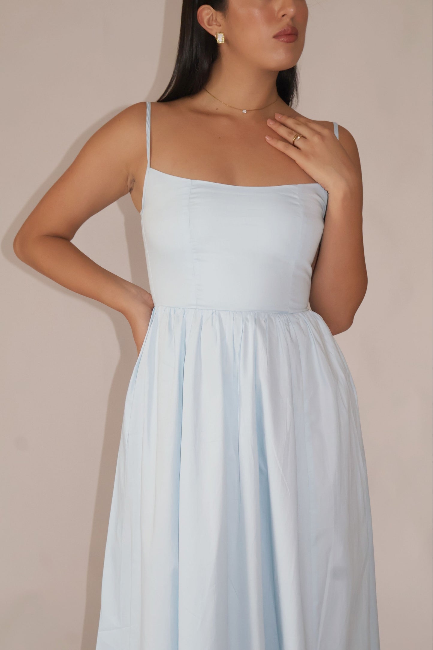 Powder Blue Strappy Flare Dress – ZIA
